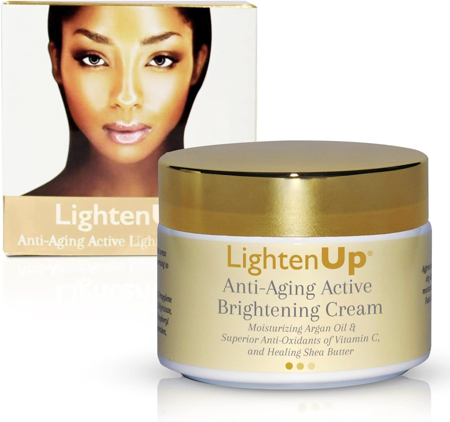 Lightenup Anti-Aging, Skin Brightening Cream - 4.4 Fl Oz / 100 Ml - with Argan Oil and Shea Butter image number 1