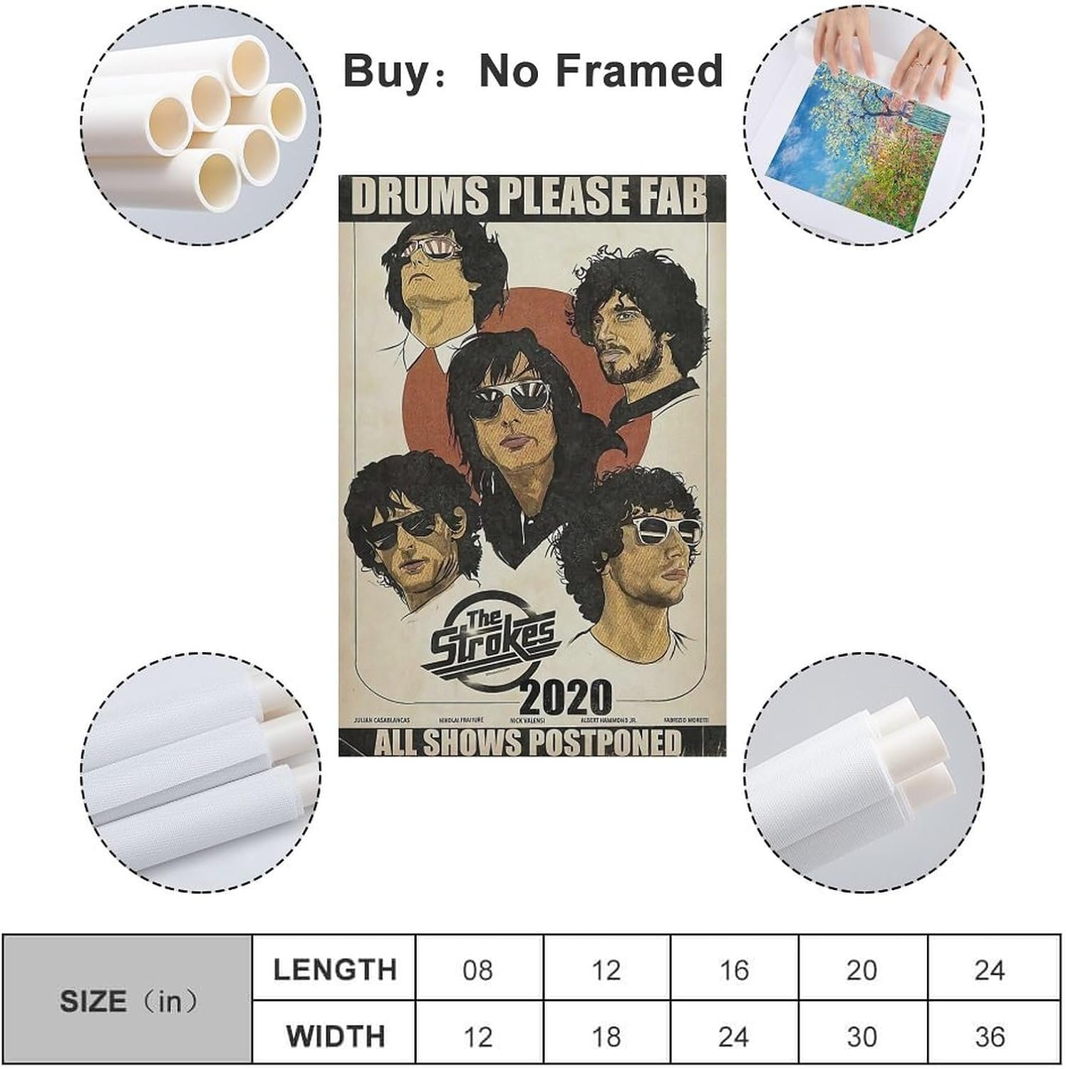 ZHAOYZZY the Strokes Band Poster Decorative Painting Canvas Wall Art Print Modern Family Bedroom Decor 12X18Inch(30X45Cm) image number 1