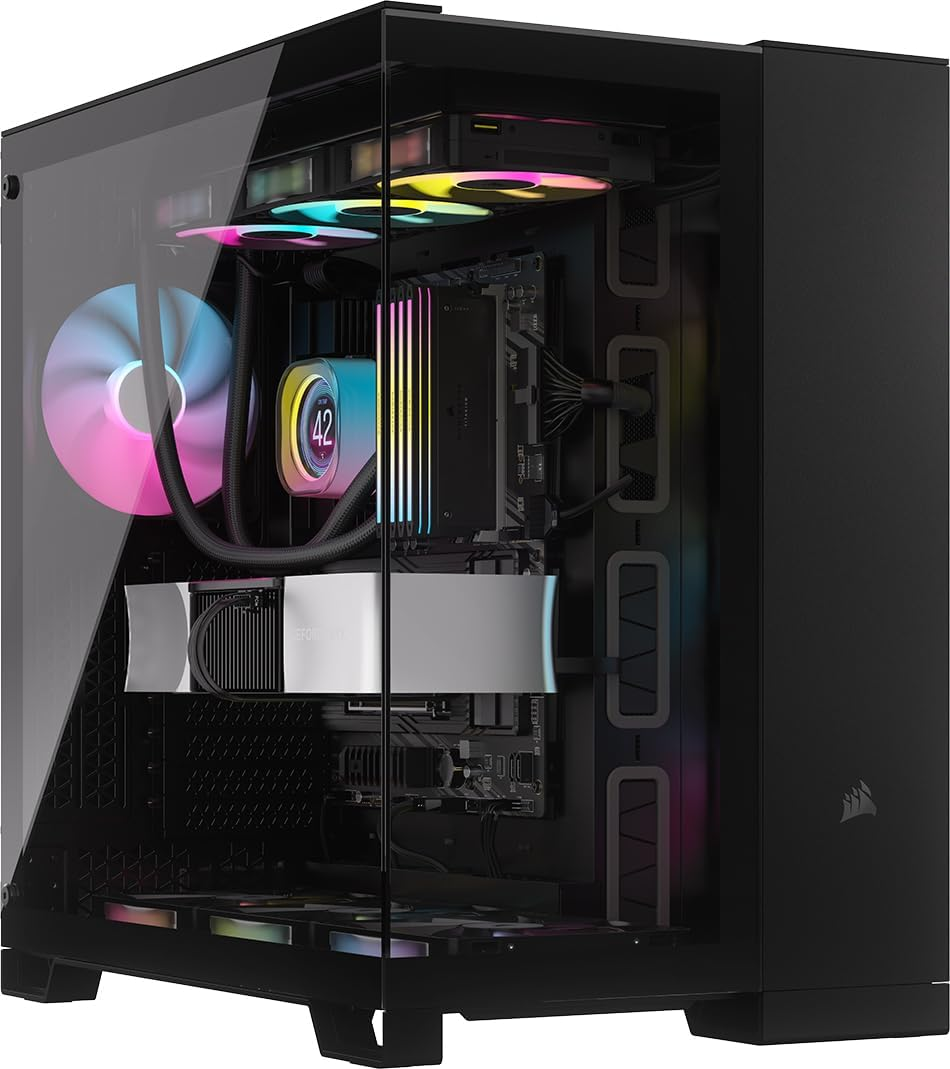 CORSAIR 6500X Mid-Tower ATX Dual Chamber PC Case &ndash; Panoramic Tempered Glass &ndash; Reverse Connection Motherboard Compatible &ndash; No Fans Included &ndash; White