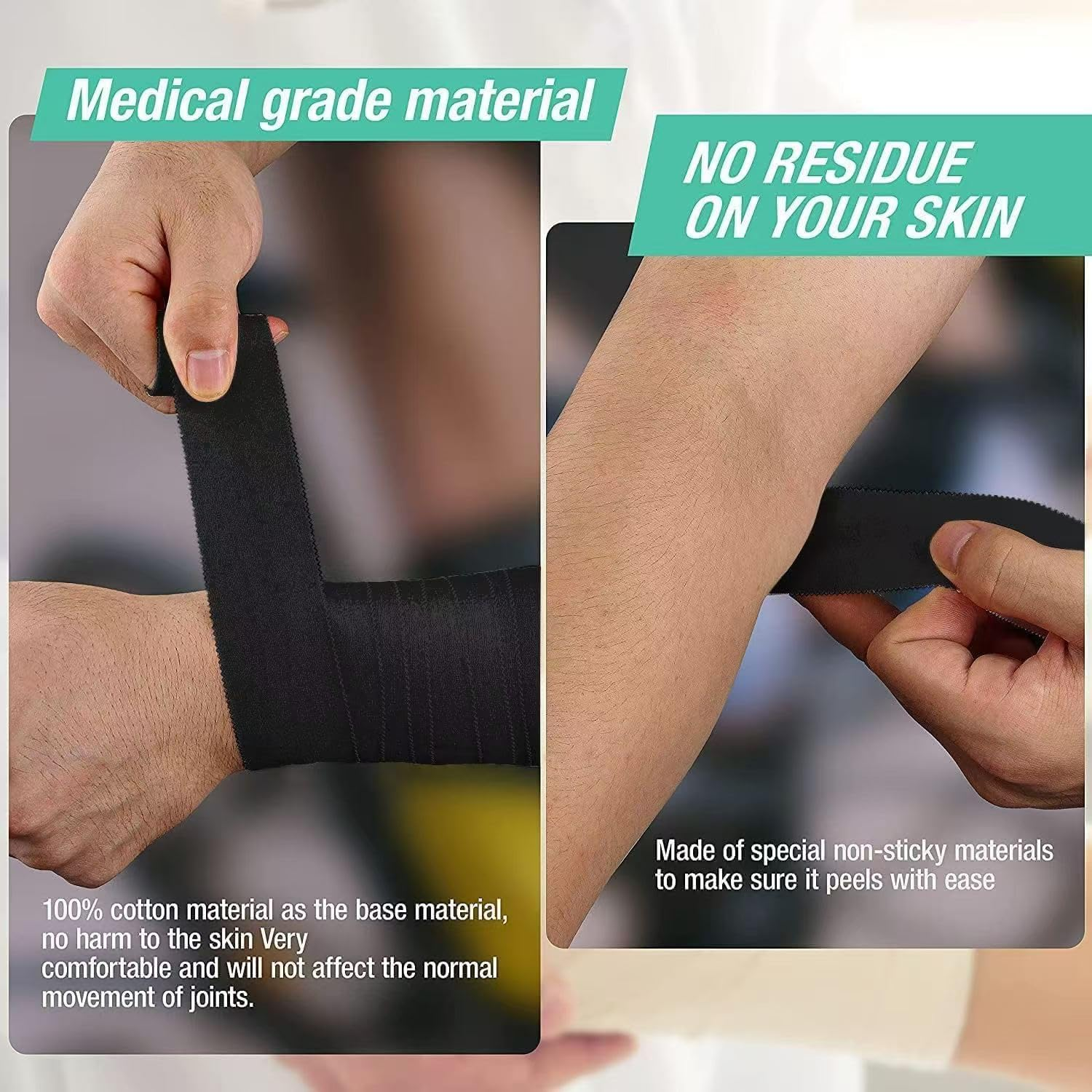 White Athletic Sports Tape Strong Easy Tear NO Sticky Residue BEST TAPE for Athlete & Medical Trainers. PERFECT on Bat, Lacrosse/Hockey Stick, Lifters, Climbers & Boxing 1.5" X 32.8 Feet, 8 Packs (Black)