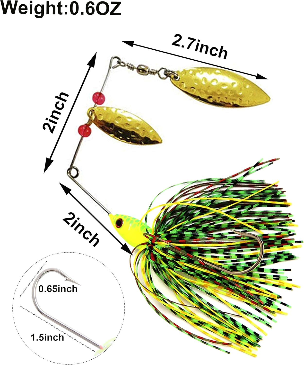 Spinner Baits Fishing Lures Kit, Hard Metal Buzz Bait Jigs Colorado Willow Leaf Spinnerbait Blades Swimbaits Fishing Tackle Spinner Bait for Bass Pike Trout Salmon Fishing - 9Pcs Spinner Baits image number 4