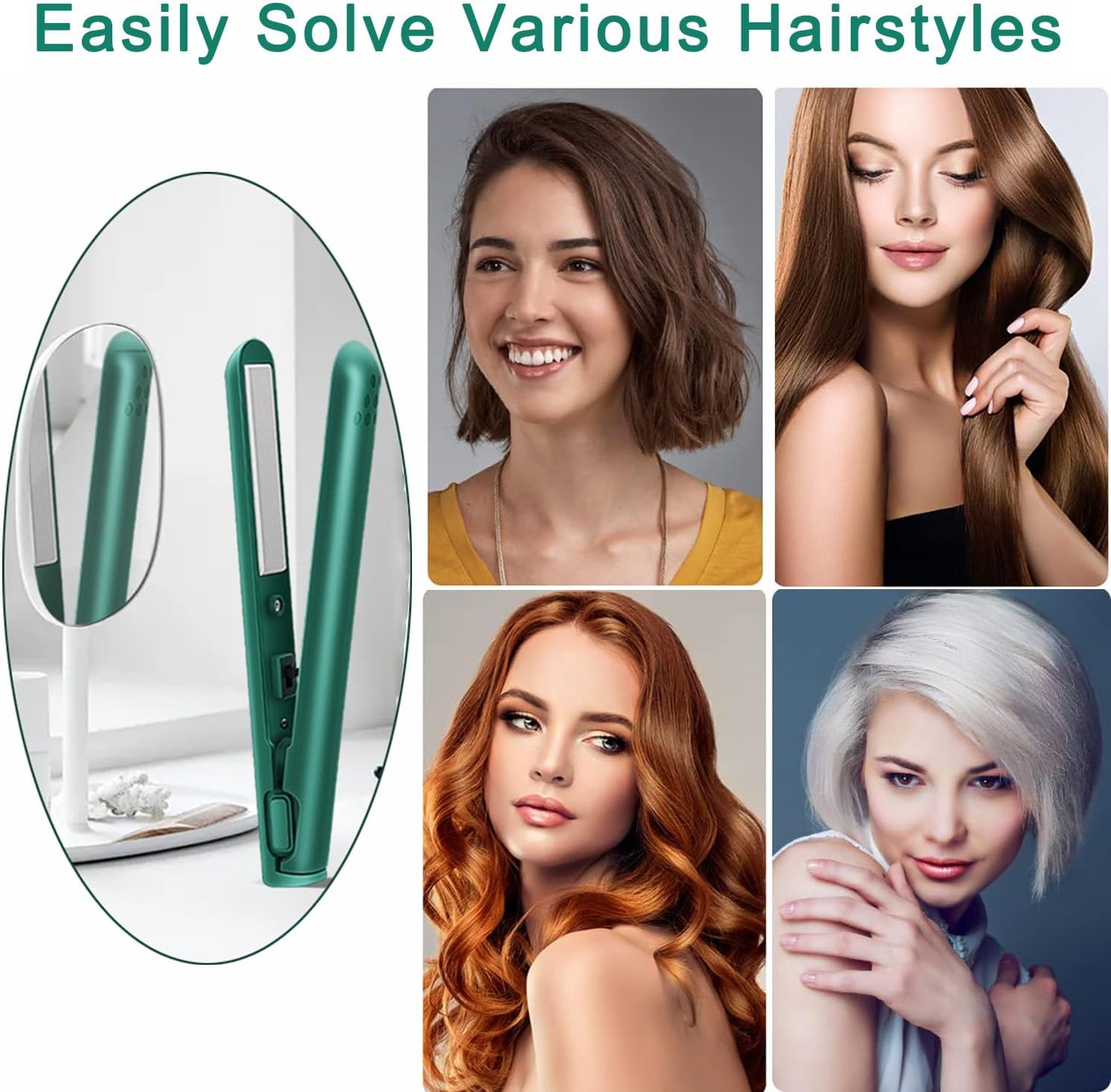 Flat Iron Hair Straightener, Small Dual-Purpose Straightening and Curling Splint, Special Straightening Splint for Bangs, Suitable for Various Hair Styles (Color : Pink) image number 1