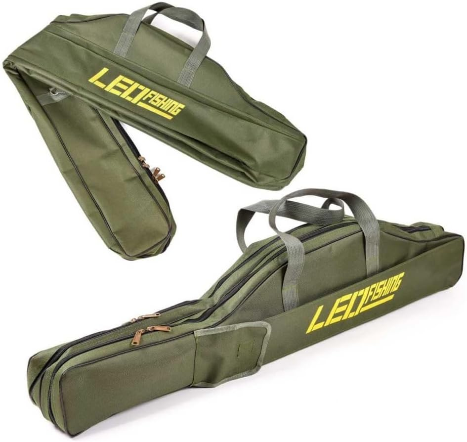 Canvas Folding Fishing Rod Bag Fishing Pole Case Fishing Tackle Gear Travel Case,Collapsible Portable Foldable Fishing Rod Carrier Fish Pole Tools Storage Bag,For Traveling/Boat/Lake Fishing image number 6