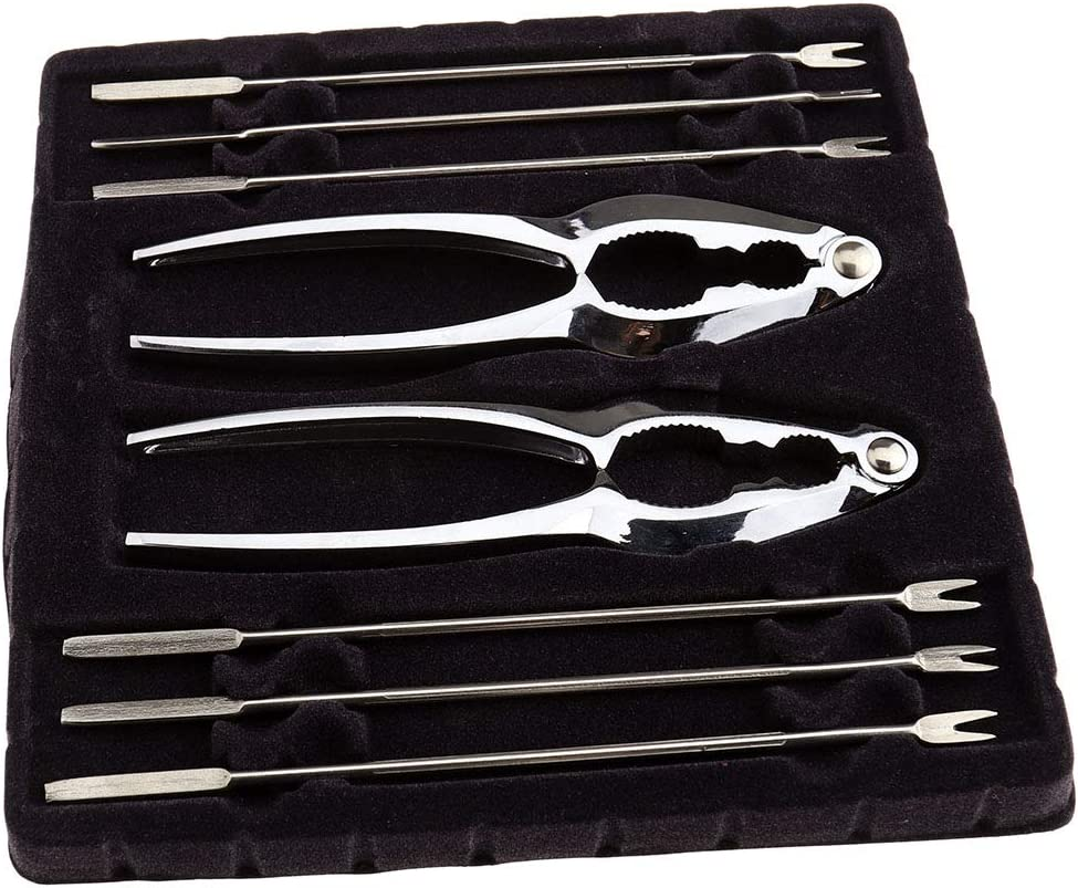 8X Stainless Steel Seafood Crab Lobster Nutcracker Forks Pliers Tool Set image number 1