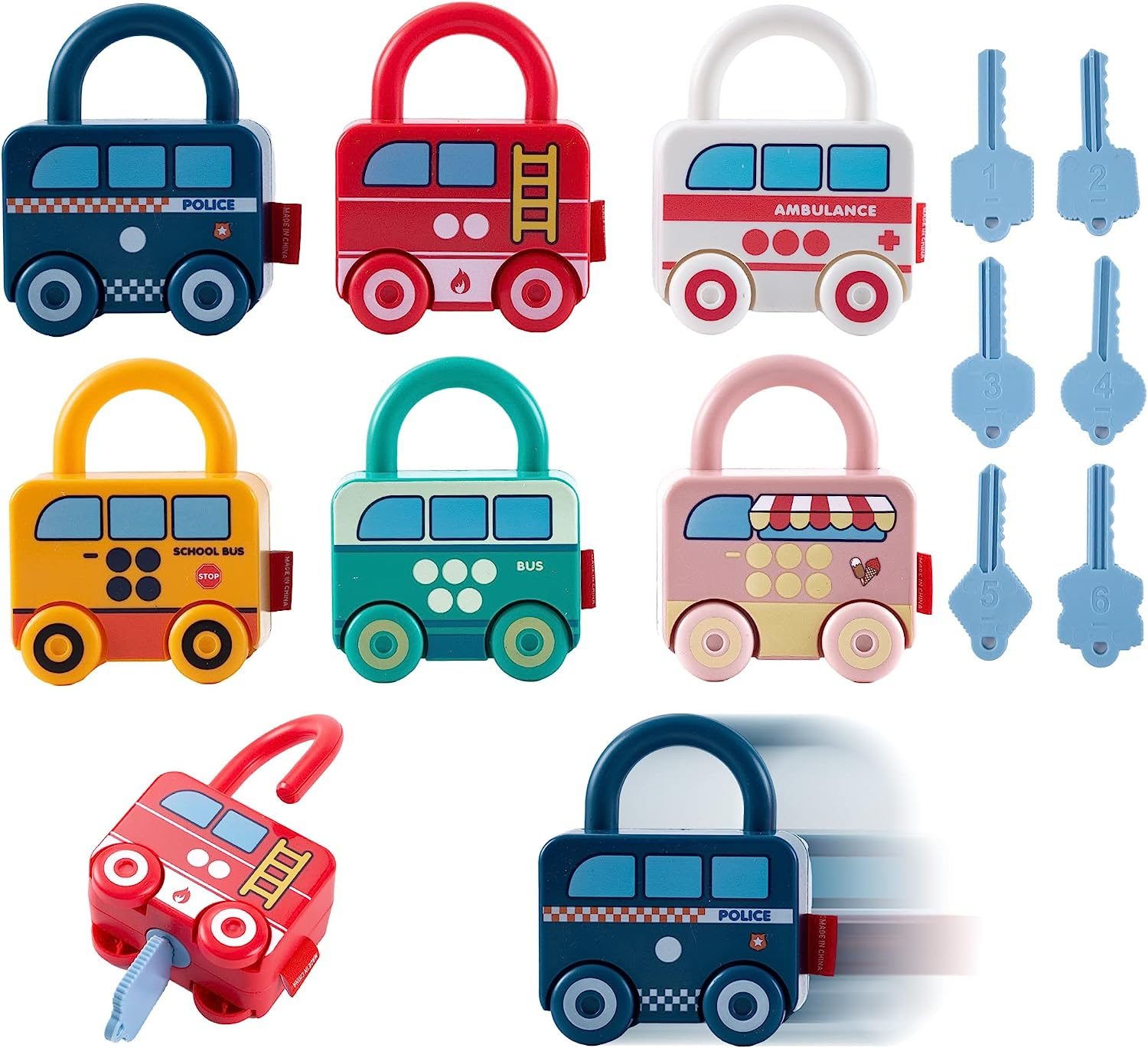 Montessori Educational Learning Toys, Preschool Learning Activities Lock and Key Toy, Sensory Toy Matching & Sorting Toys Early with Number for Toddlers Boys Girls 3 4 5 6 Years Old image number 2