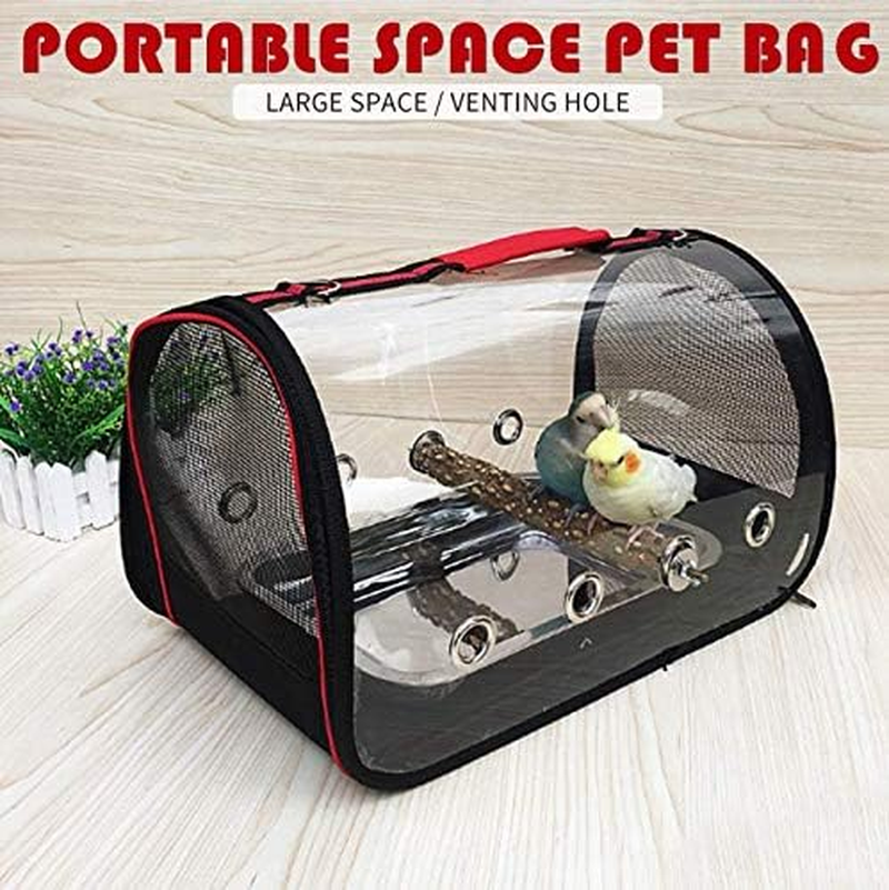 Parrot Bird Carrier Backpack - Portable Pet Travel Cage with Standing Perch, Lightweight Breathable Mesh Base, 41X23X28CM image number 3