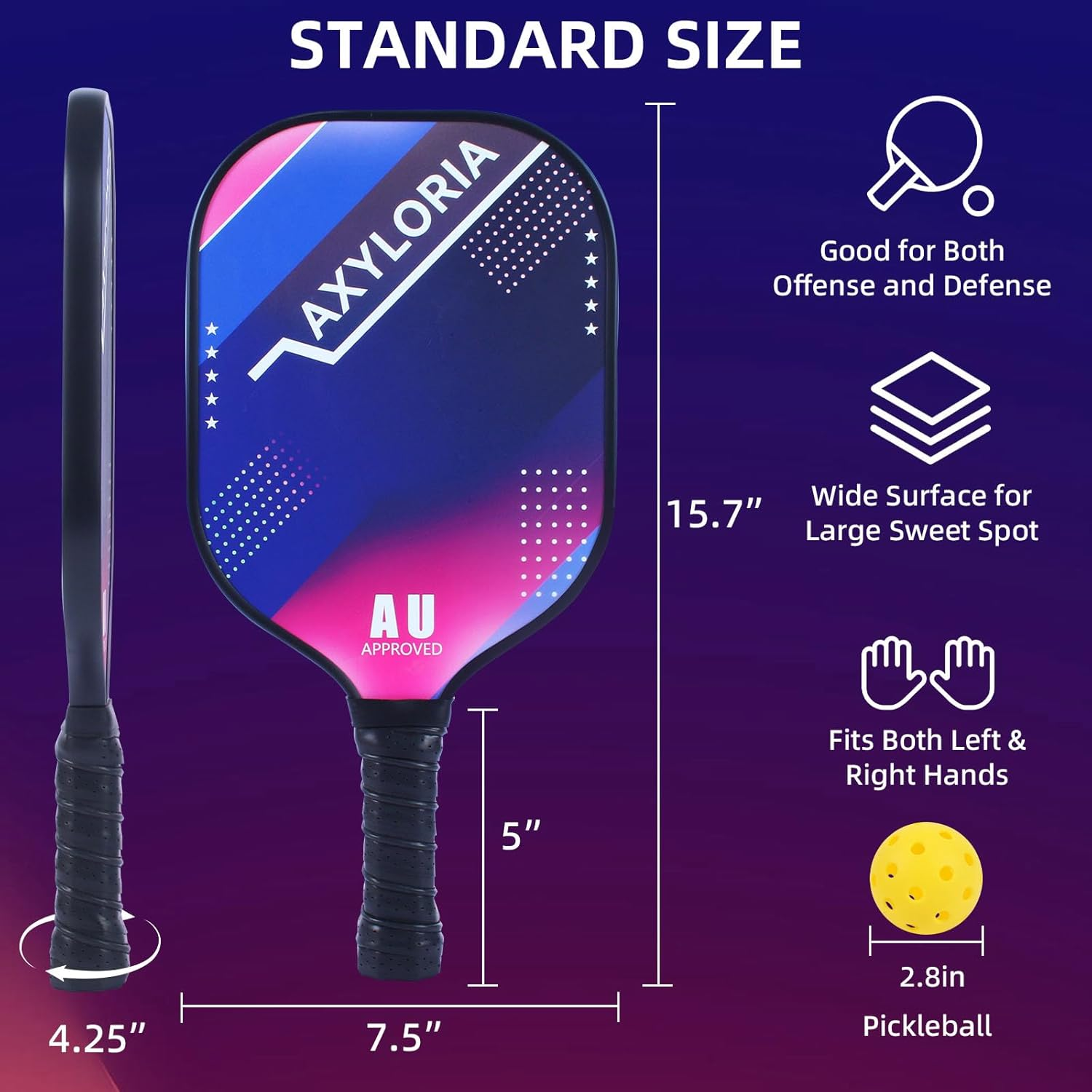 Pickleball Paddle, USAPA Approved Pickle Ball Paddles, Premium Fiberglass Face & Honeycomb Core, 7.8Oz Lightweight Pickleball Racket for Men/Women image number 0