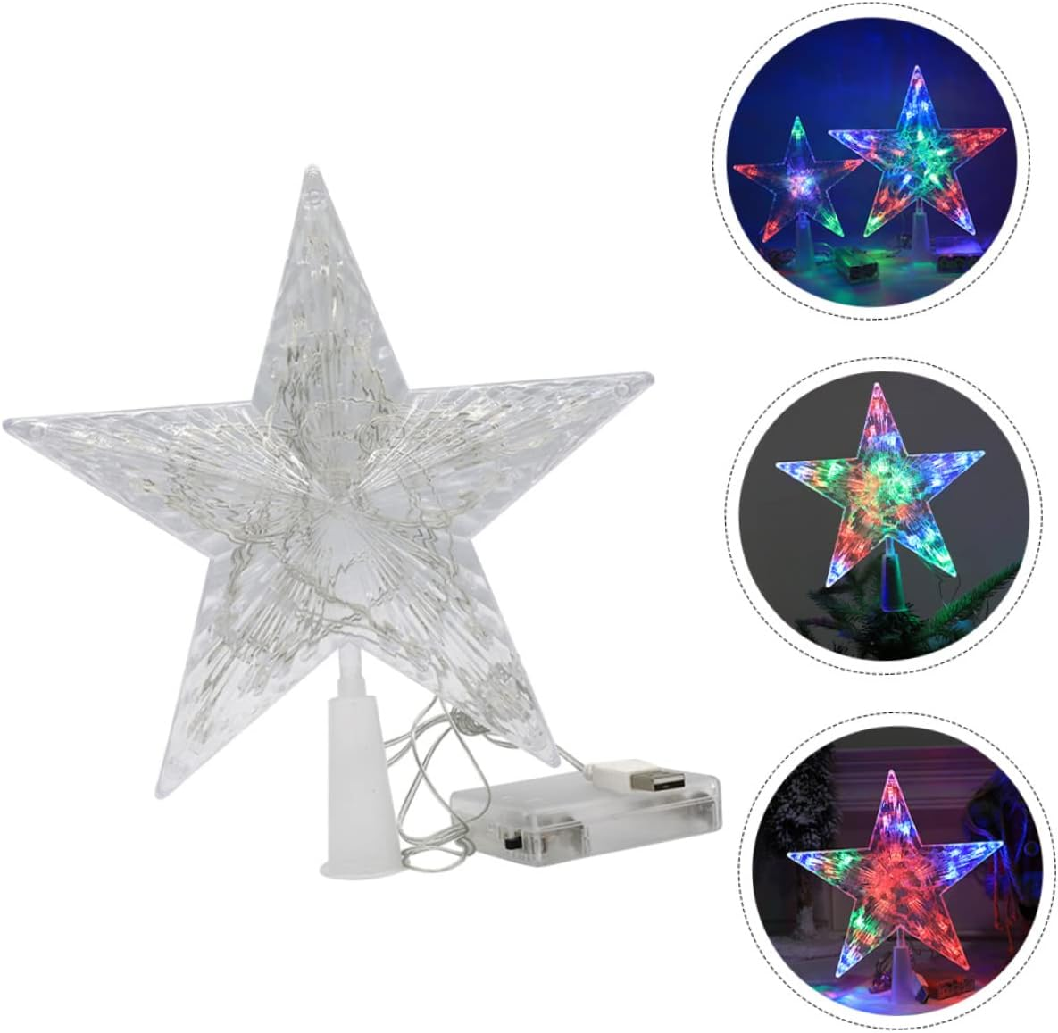 Tree Top Star Plastic Christmas Tree Topper Decorative Xmas Ornament Easy to Use image number 5