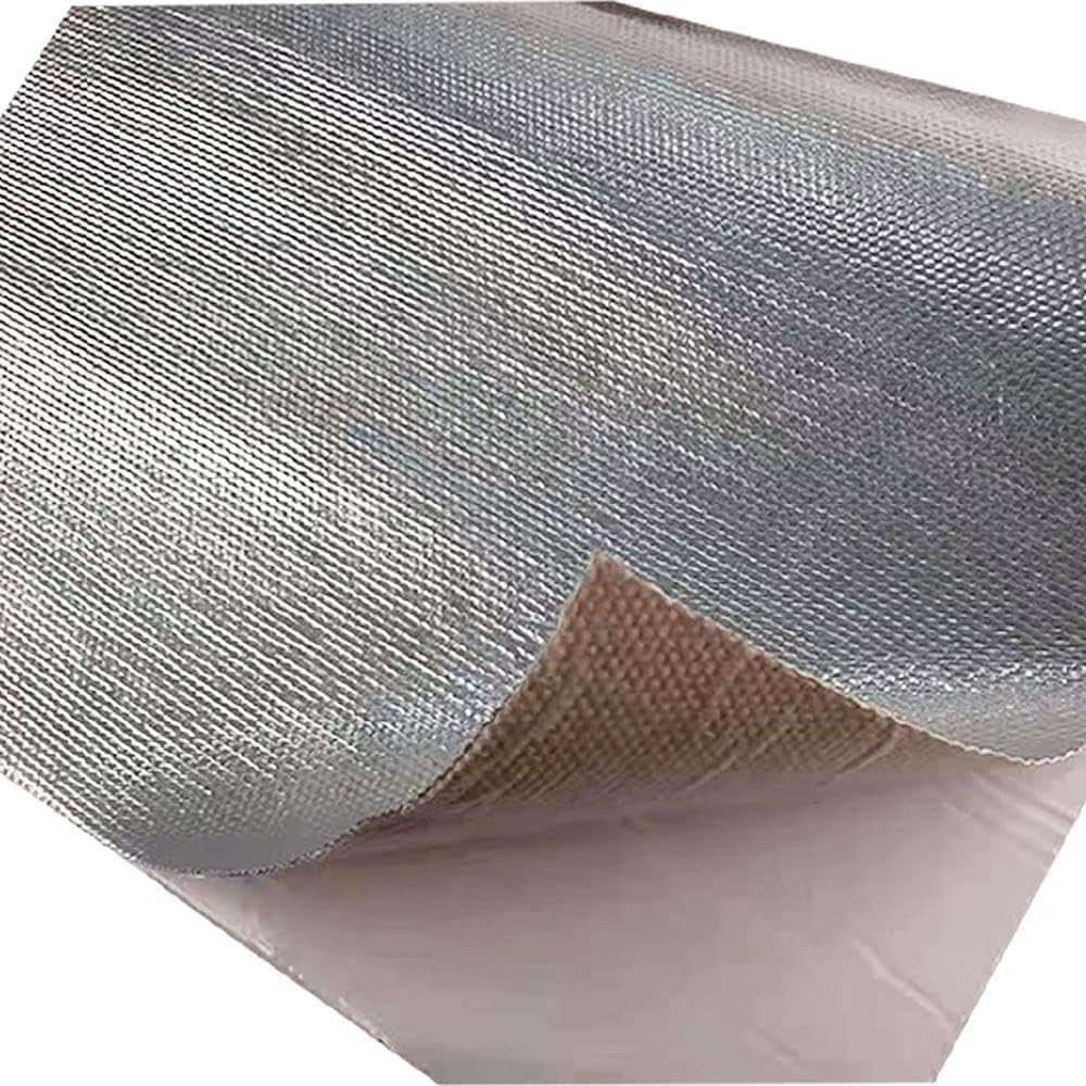 12'' X 48''Aluminized Heat Shield Mat Thermal Barrier Adhesive Backed Heat Blanket, Fiberglass Insulation Reflective Material High Temp Protection image number 1