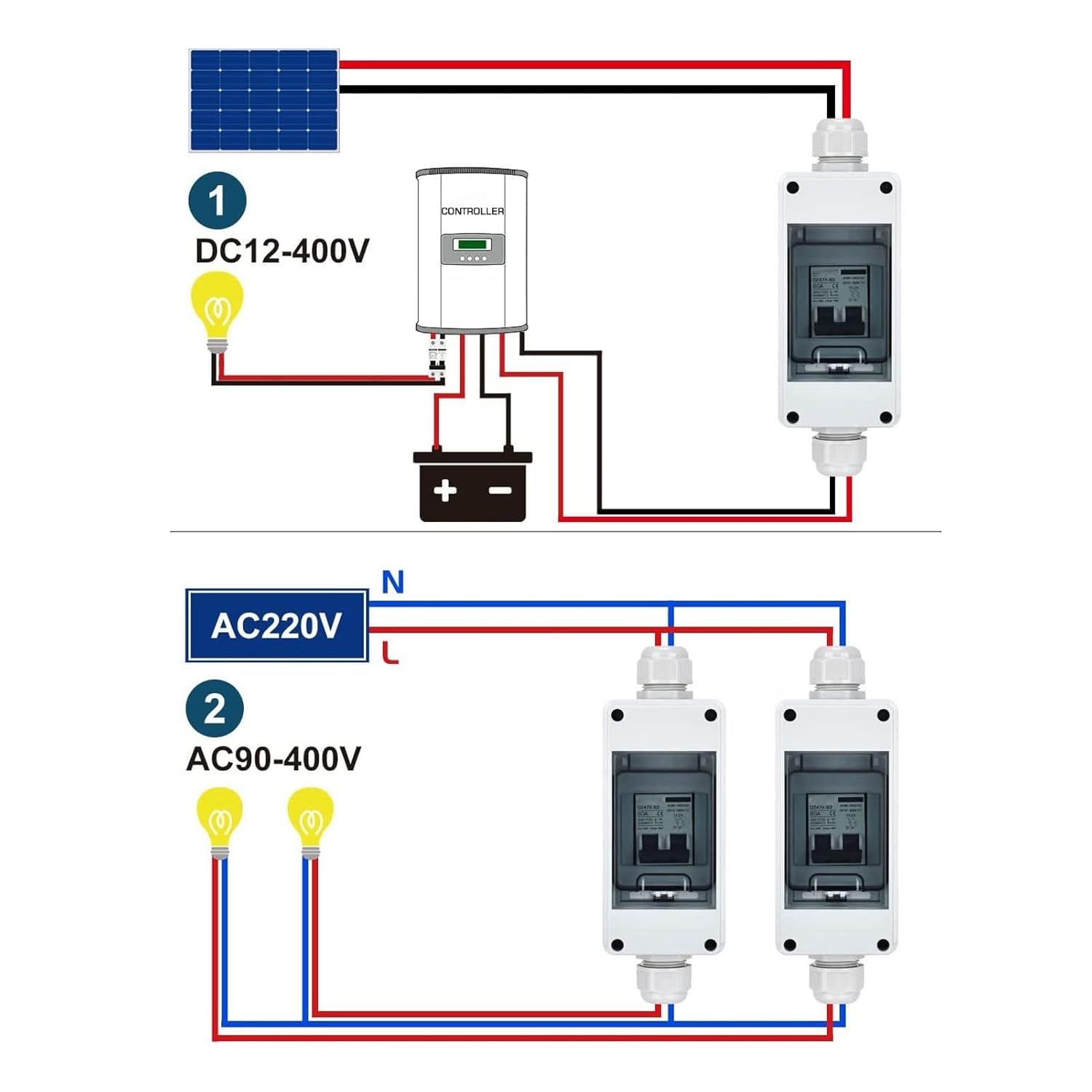 DC Circuit Breaker 2P 16A Isolator DC Disconnect Switch for Solar PV System image number 2