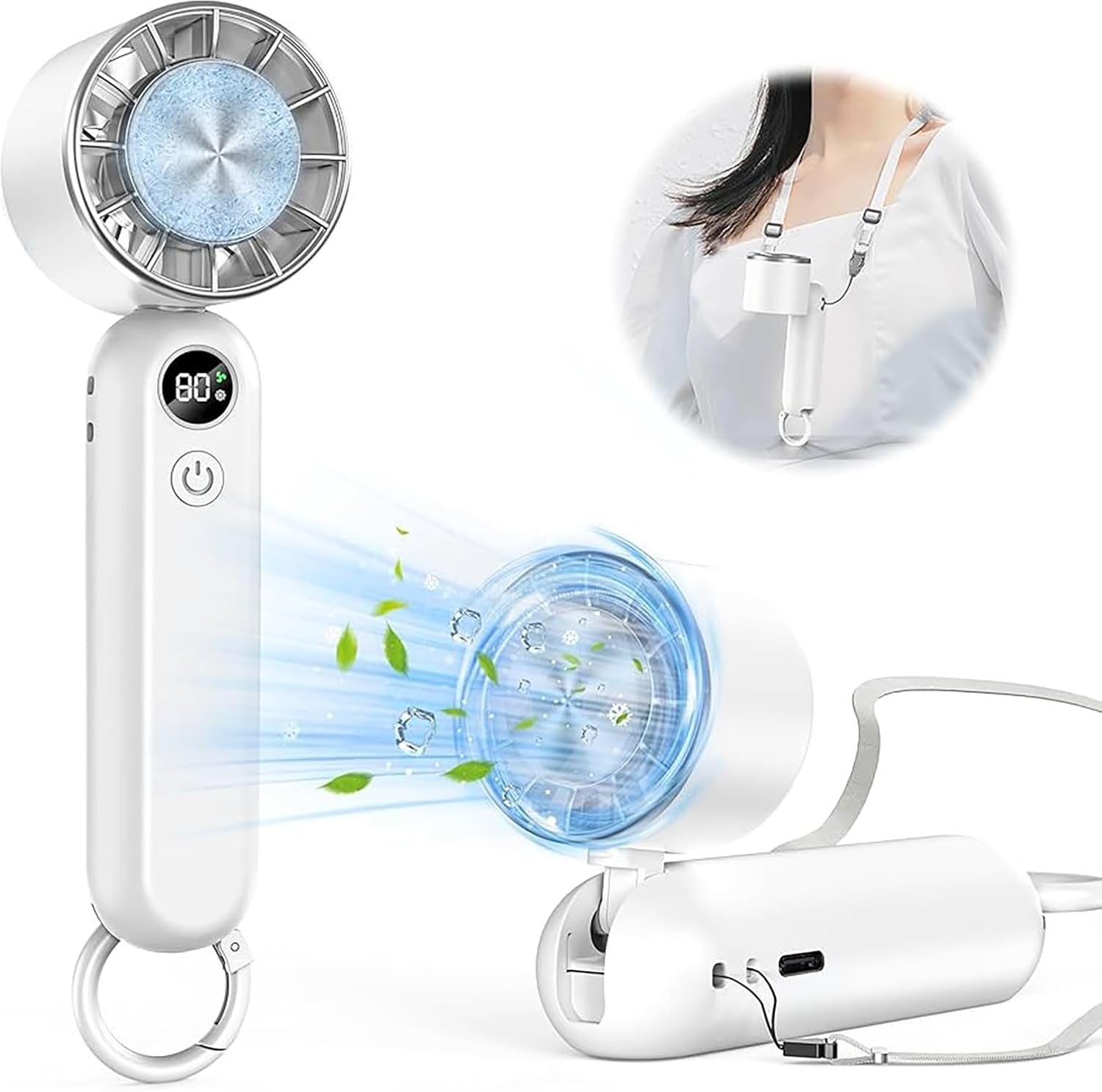 2025 Portable Handheld Fan, Rechargeable Portable Fan, 3 Speeds & Digital Display Small Fan for Travel, 180&deg; Foldable Mini Fan Makeup Fan For