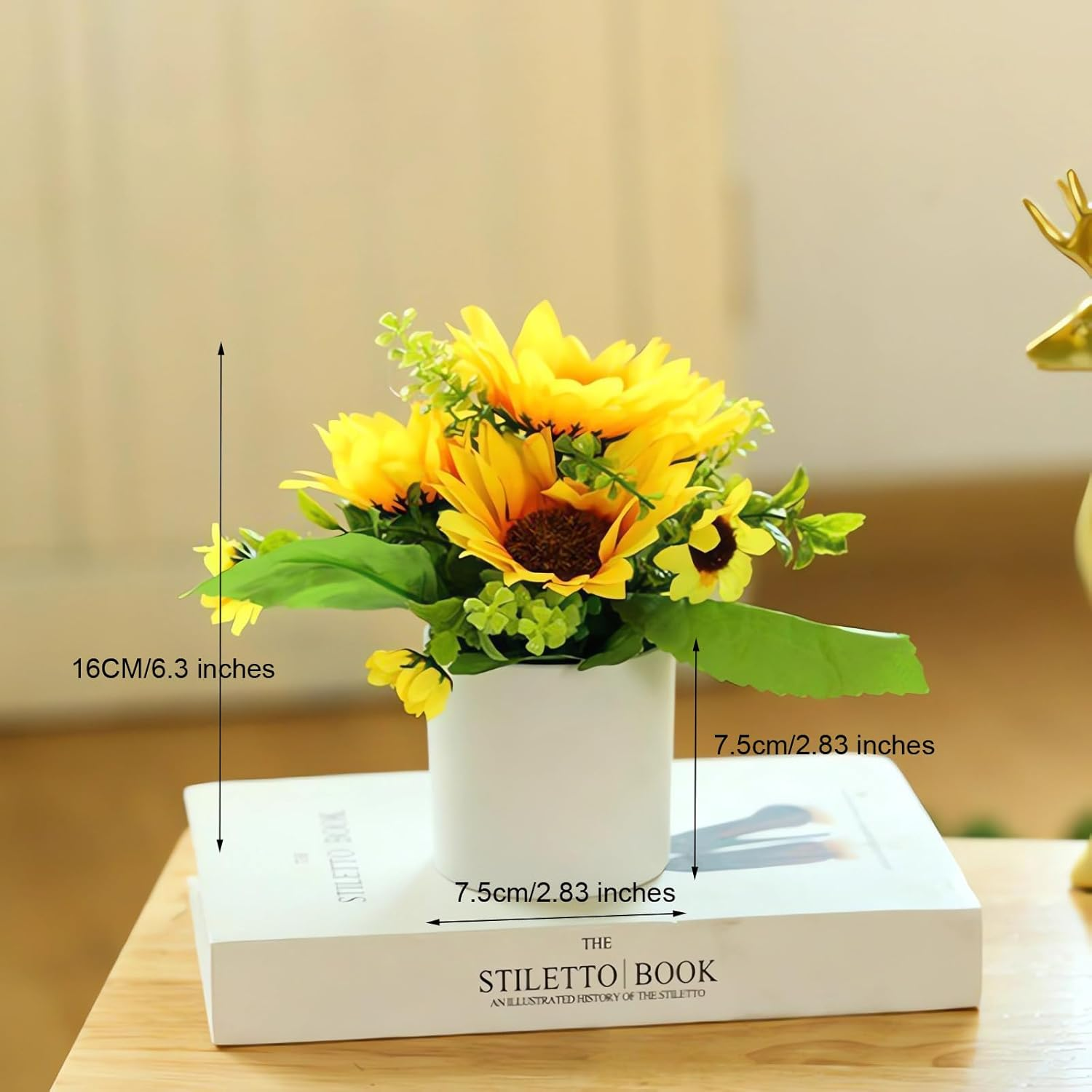 Artificial Flowers with Vase, Artificial Flowers in Vase, Fake Flowers Home Flower Arrangement, Balcony, Hallway, Garden, Bedroom, Living Room, Dining Table Decoration Flower A160 (G Yellow)