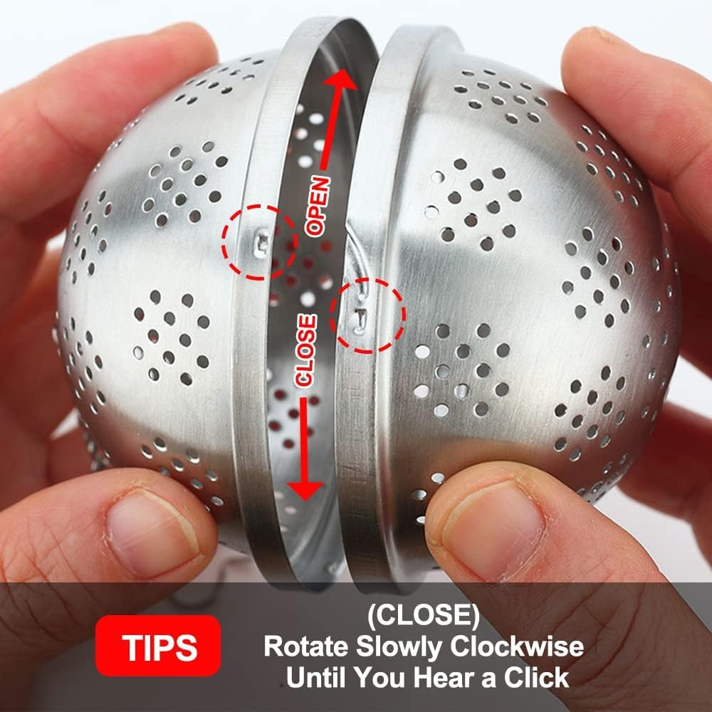 Spice Ball Extra Large for Cooking, Seasoning Ball, Spice Infuser, Tea Ball Filter, with Extended Chain Hook for Enhancing Soups, Stews, Cider, Wine, and Especially Brewing Large Quantities of Tea image number 4