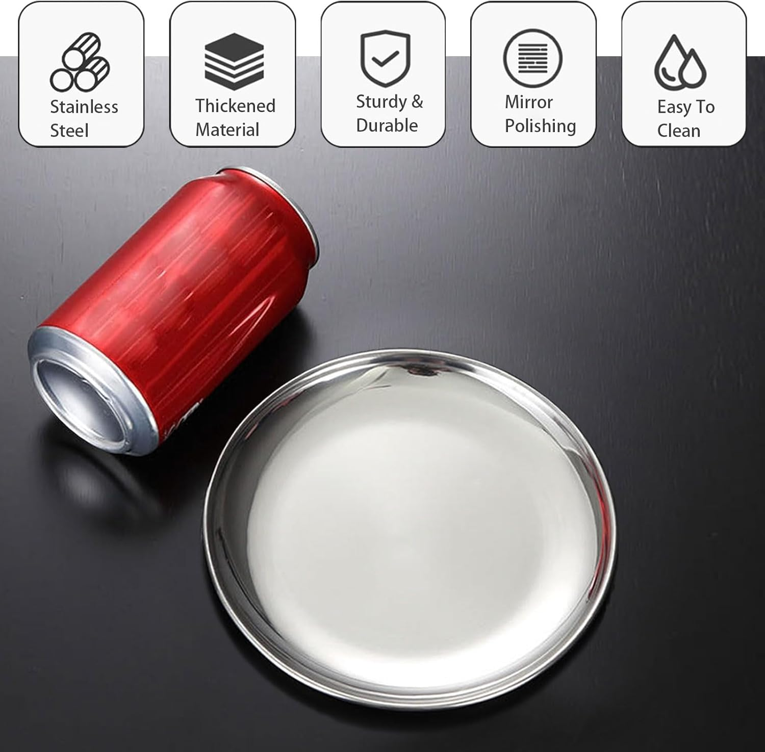 Stainless Steel Cat Food Dishes - Relief Whisker Fatigue Bowls with Non-Slip Mats - Shallow Plates for Wet & Dry Food (2 PCS, Small) image number 2