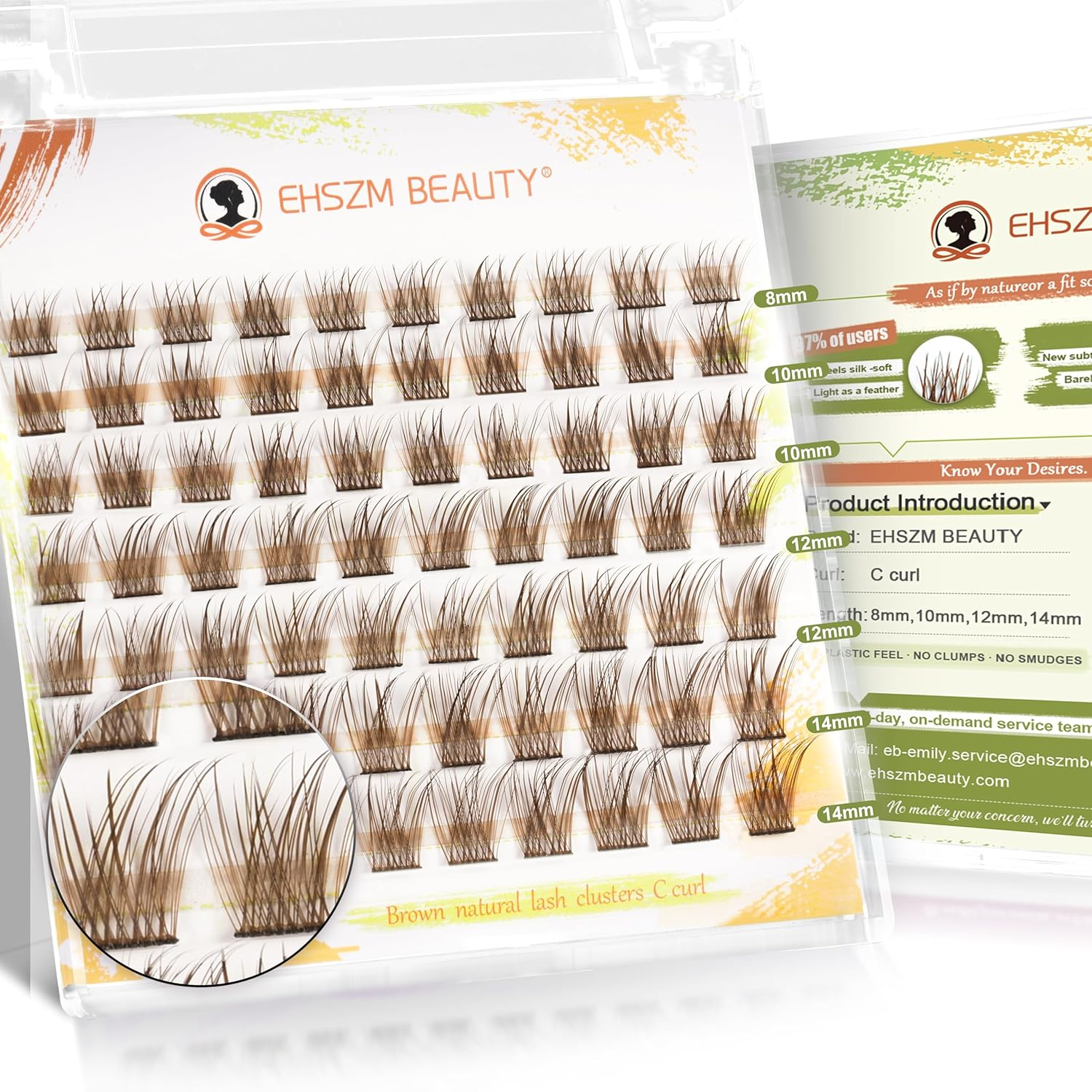 Upgraded,Brown Lash Clusters Hybrid 8-12Mm C Curl (8 10 12),Brown Eyelash Clusters Natural, Ultra-Soft Individual Lashes.No Plastic Feel,Thin Band,New Comfort - Radiant Style