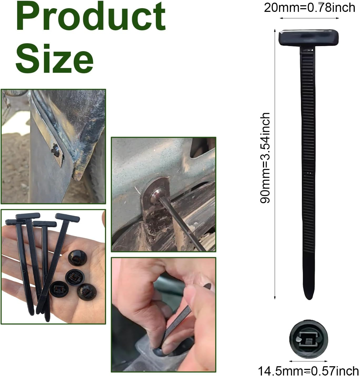 100PCS Nylon Universal Cable Tie Buckle, Zip Ties Heavy Duty with Pin & Button Design, Car Daily Repair, Applicable Toengine Lower Guard Plates, Fender Linings, Fenders, Trunkclips (100) - 100 image number 2