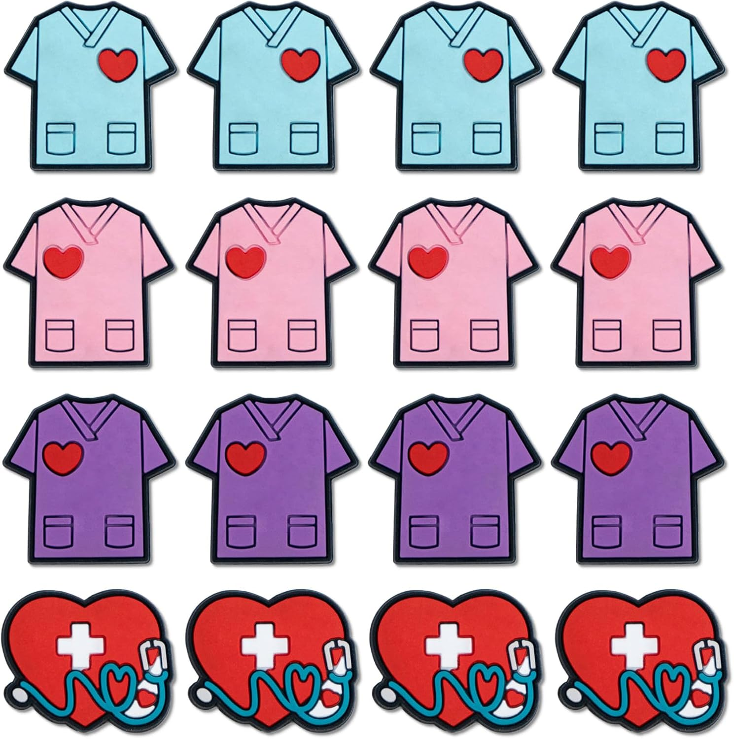 16 Pcs Stethoscope Silicone Focal Beads Nurse Colorful Silicone Focal Beads Bulk DIY Crafts Loose Spacer Beads for Keychain Jewelry Making Accessories Handmade Crafts image number 3