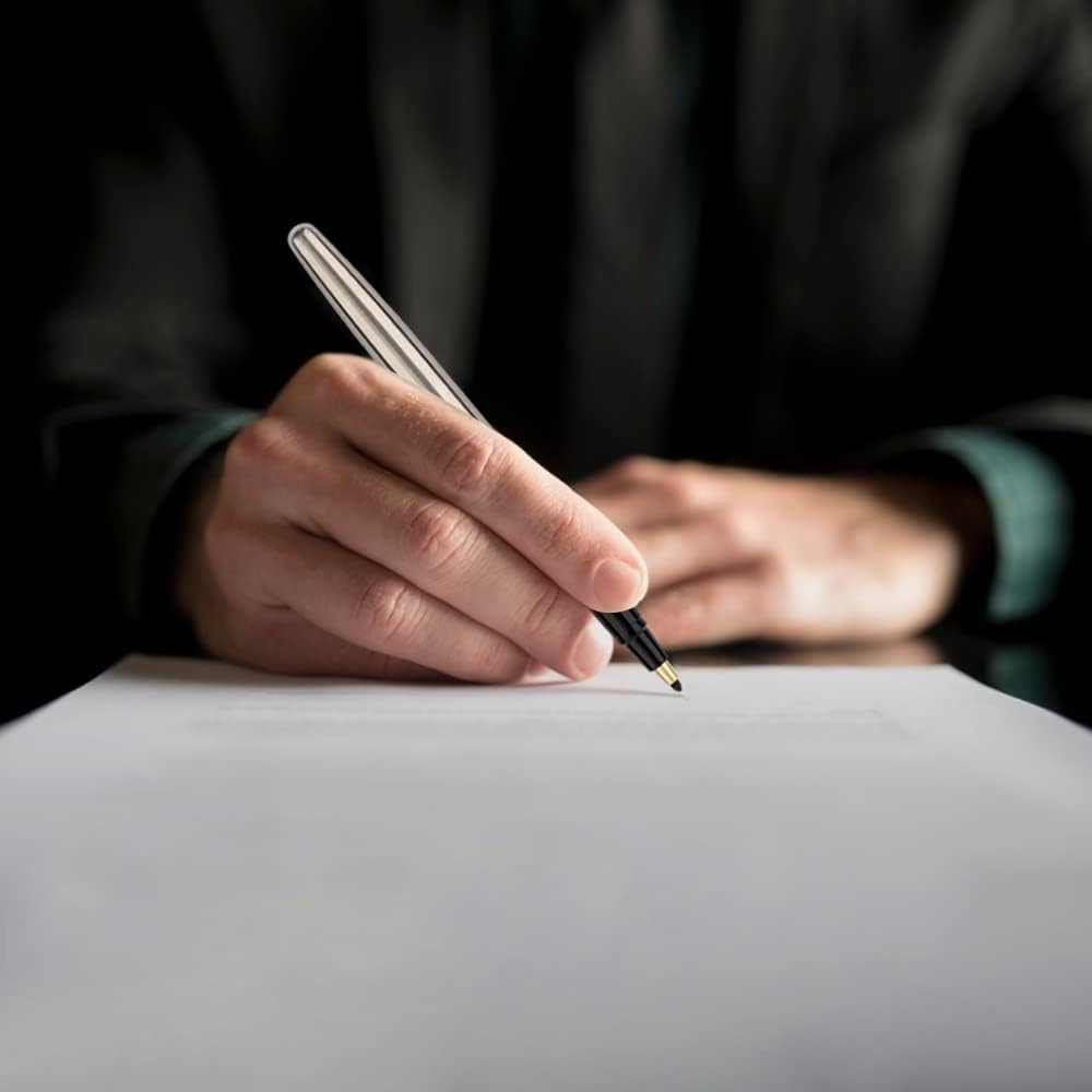 Parker Frontier Stainless Steel Gold Trim Blue Ink Roller Ball Pen image number 5