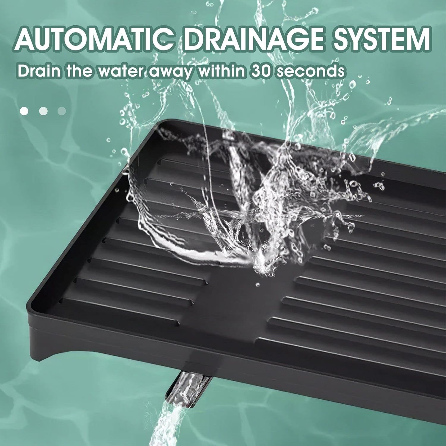 2 Tier Dish Drainer Auto Drainage Dish Drying Rack Kitchen Counter Organizer Rustproof Cutlery Holder Storage for Utensil Chopping Board Cup Black image number 2