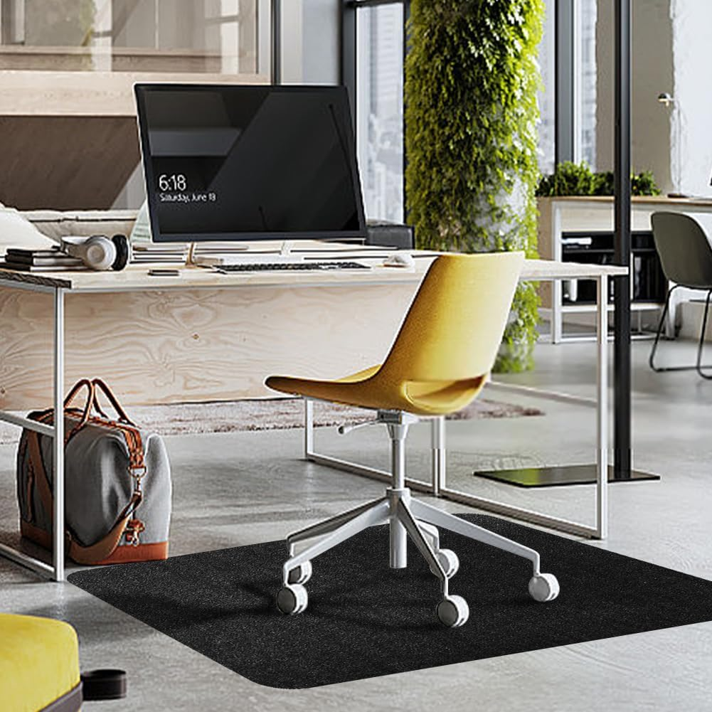 Office Chair Mat for Hardwood,Large Carpet Protector Floor Mat for Gaming Rolling Chair Desk Offices Home,Multi-Purpose Floor Protector for Home Office (Black, 90X120Cm) image number 2