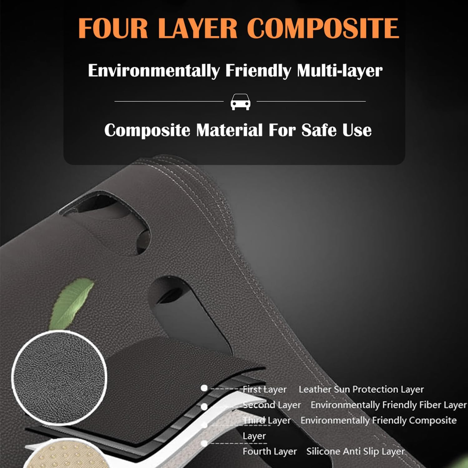 Evervenz Dash Mat for Nissan Navara 2015 2016 2017 2018 2019 2020 2021 2022 2023 2024 2025 Microfiber Leather（Without HUD） Dash Cover Dashboard Cover Navara02 - Flannel image number 3