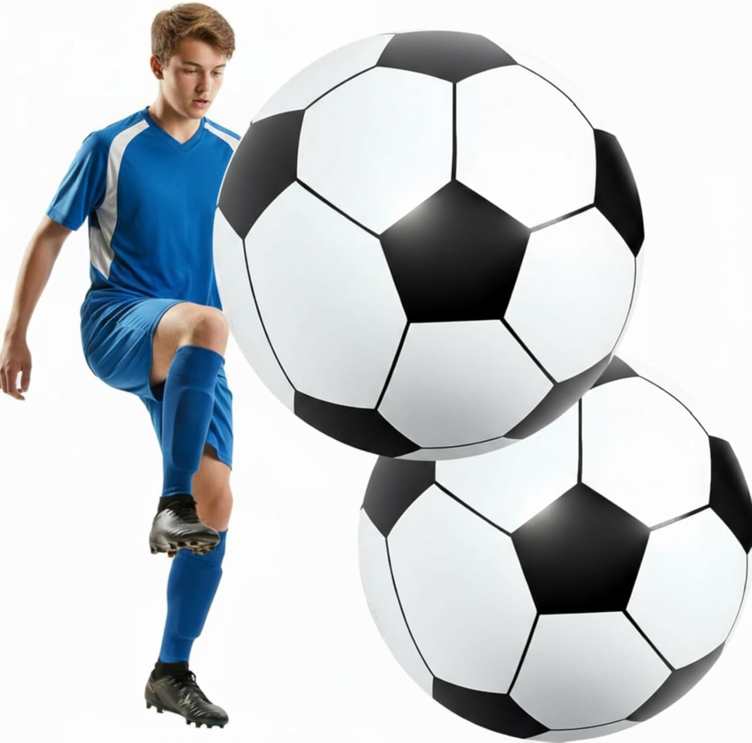 Lewtemi 27 Inch Large Inflatable Soccer Ball Giant Soccer Ball Inflatable Large Soccer Beach Ball Giant Inflatable Balls Inflatable Sports Balls for Outdoor Game Pool Decoration Toys image number 2