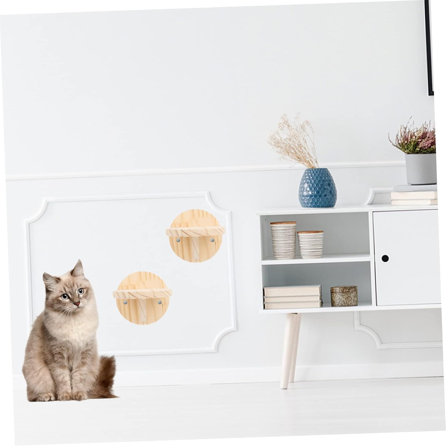 FRCOLOR 5Pcs Wall Cat Jumping Platform Wood Cat Shelf Accessories Safe Climbing Board Wood Shelves Wall Rack Shelf Perch Wooden Climbing Board Household image number 3