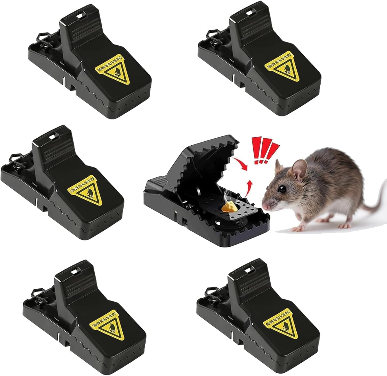 Mouse Traps,8 Pack Reusable Quick Kill Mouse Trap with High Sensitivity, Safe No Touch Design, Durable Washable Plastic Mice Catcher for Indoor & Outdoor Use, Rodent Control Snap Traps (6 Pack) image number 3