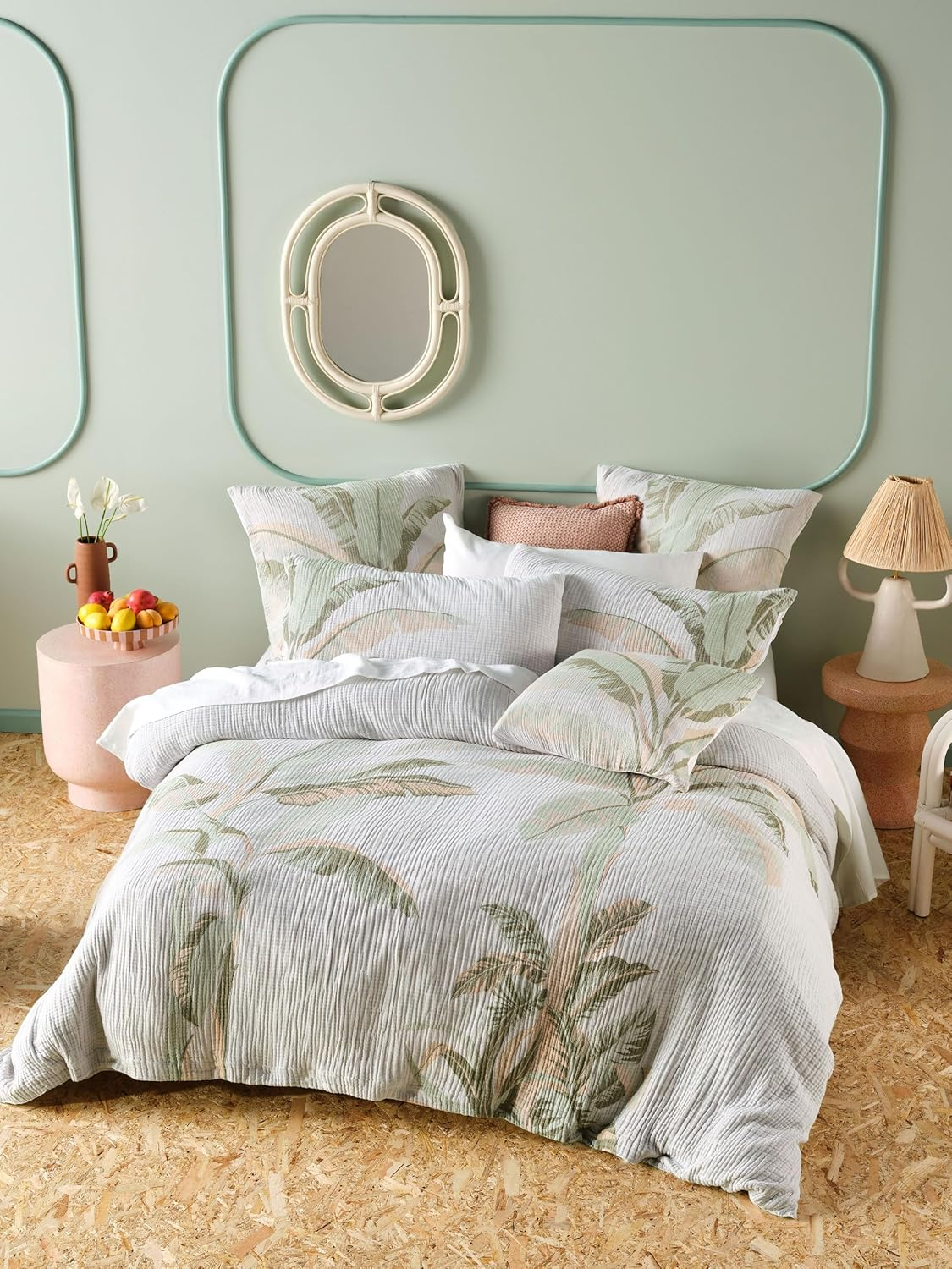 Linen House Marisol Guava Quilt Cover Set, Queen Bed