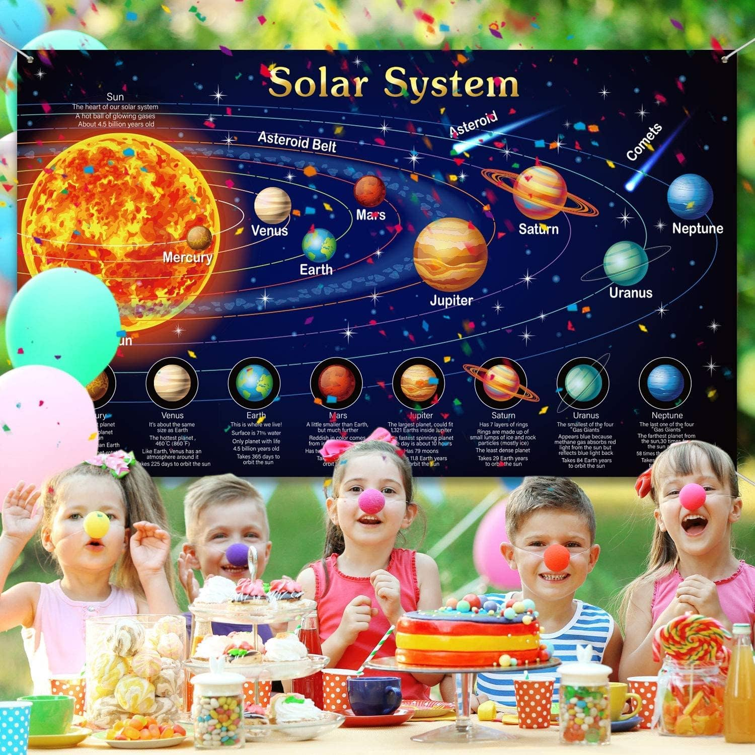 Solar System Decorations Large Fabric Outer Space Poster Banner Space Theme Backdrop Background for Kids Boys Space Birthday Decorations Planets Party Educational Supplies, 72.8X43.3 Inch image number 2
