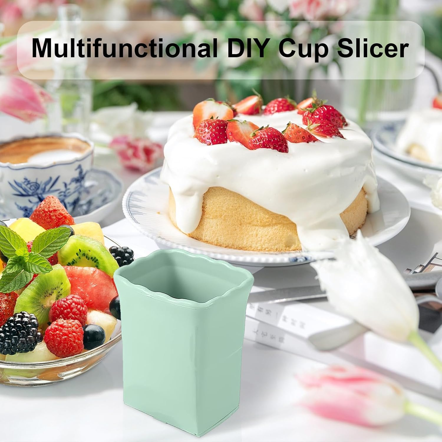 4 PCS Cup Slicer, Stainless Steel Egg Stainless, Strawberry Slicer, Mini Fruit Slicer Cup, Quickly Making Fruit Vegetable Salad, Creative Convenient Kitchen Gadget image number 6