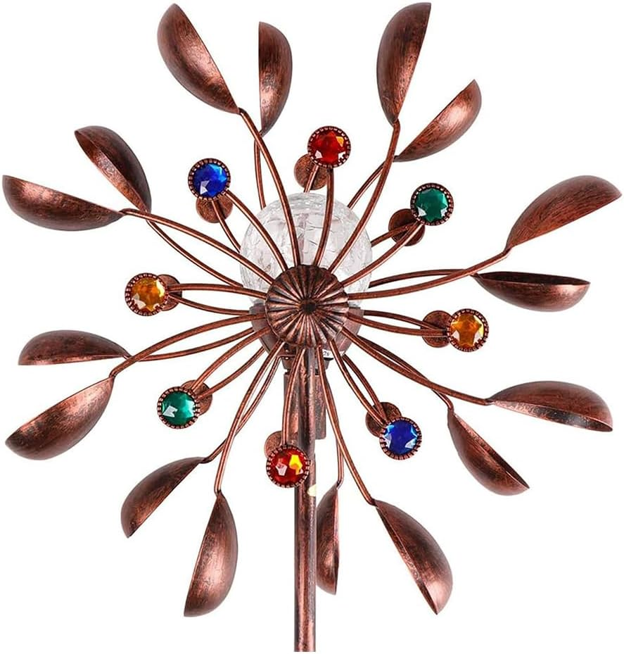 Solar Wind Spinner,Wind Catchers Spinner,Metal Garden Spinner,Patio Iron Windmill,Solar Winnowing Machine,For Outdoor Yard Patio Lawn Garden Decorations, Double Windmill Spinner image number 6
