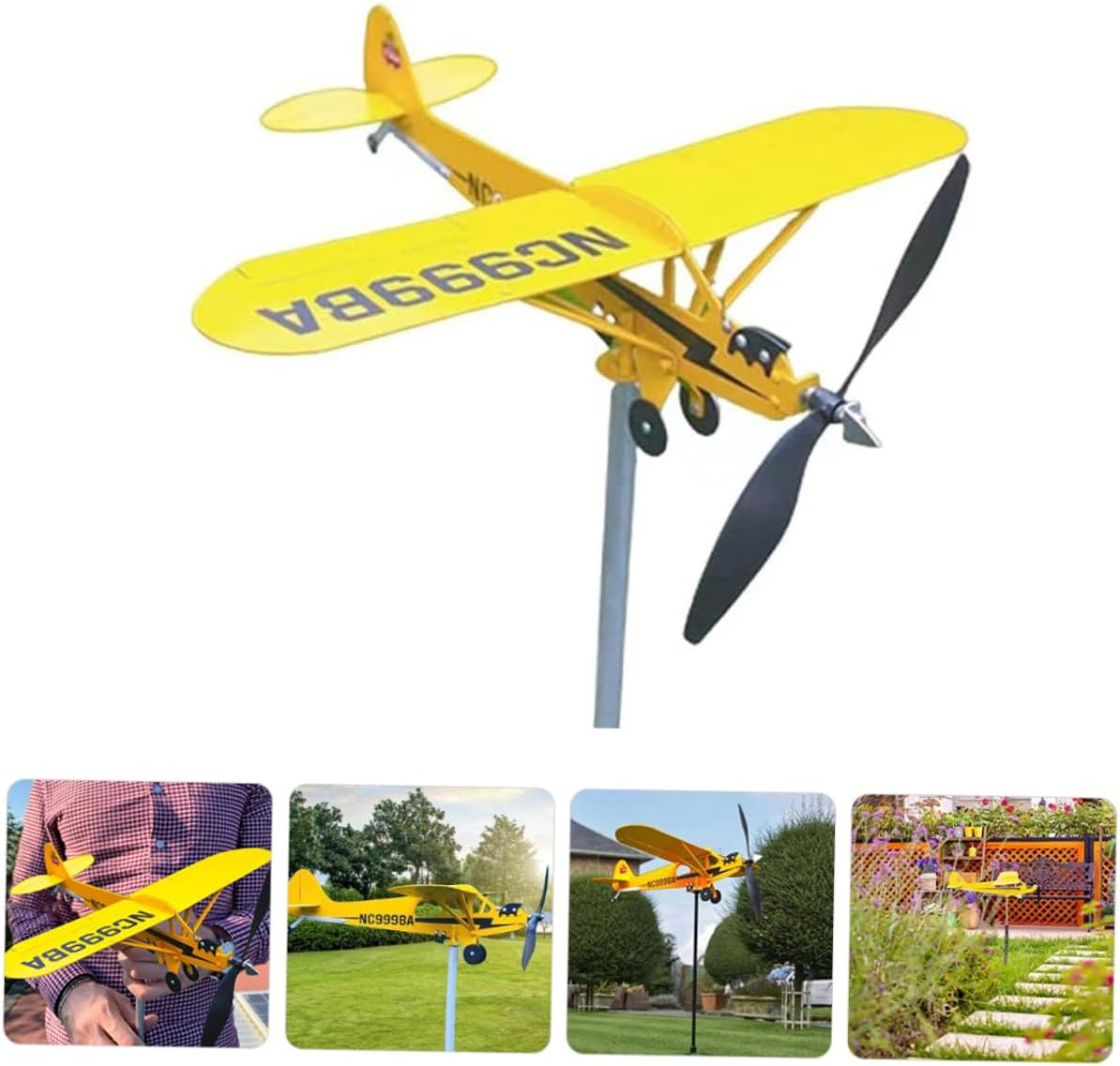 Farmhouse Weather Vane Metal Airplane Wind Direction Indicator for Structure Easy to Install Decorative Garden Decor image number 4