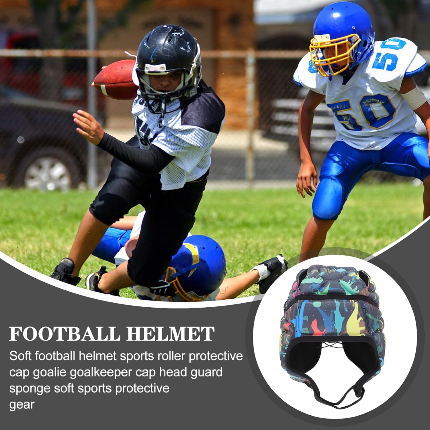 BESPORTBLE Rugby Helmet Padding for Sports Safety Soft Protective Gear for Goalkeepers Breathable Design for Rugby Soccer Baseball and Roller Skating Color image number 5