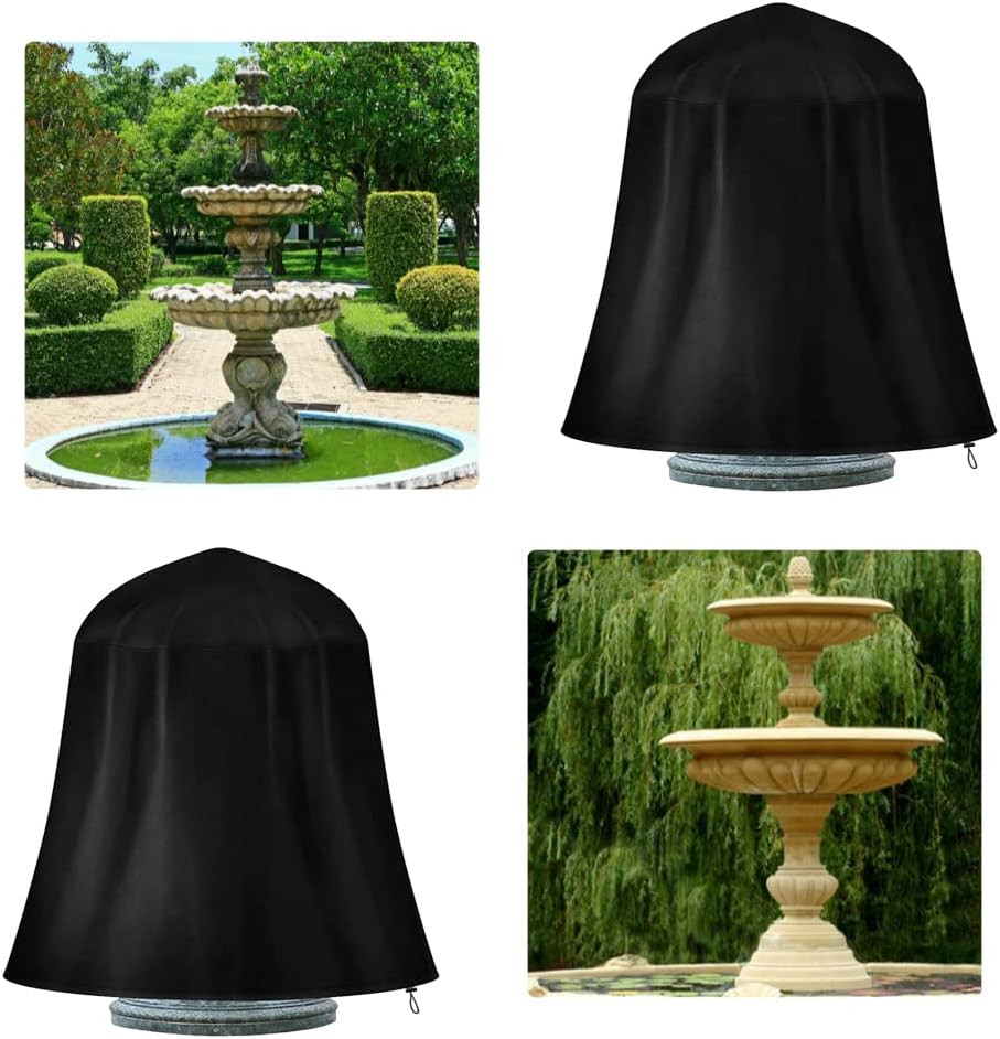 Outdoor Patio Fountain Cover 48" X 68" Waterproof Weather Resistant Protective Cover for Winter Outdoor Garden Fountain Statute Heavy Duty Fountain Cover with Adjustable Locking Drawstring image number 6