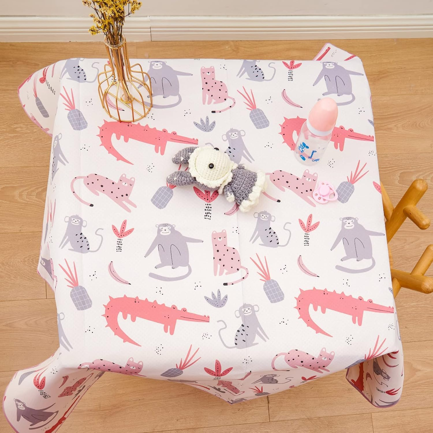 Baby Splat Mat for under High Chair, Non Slip Waterproof Mealtime Floor Mats, Waterproof Washable Cloth for Arts and Crafts, Playtime Mats for Kids, Floors or Tables, Portable Picnic Splash Mat image number 2