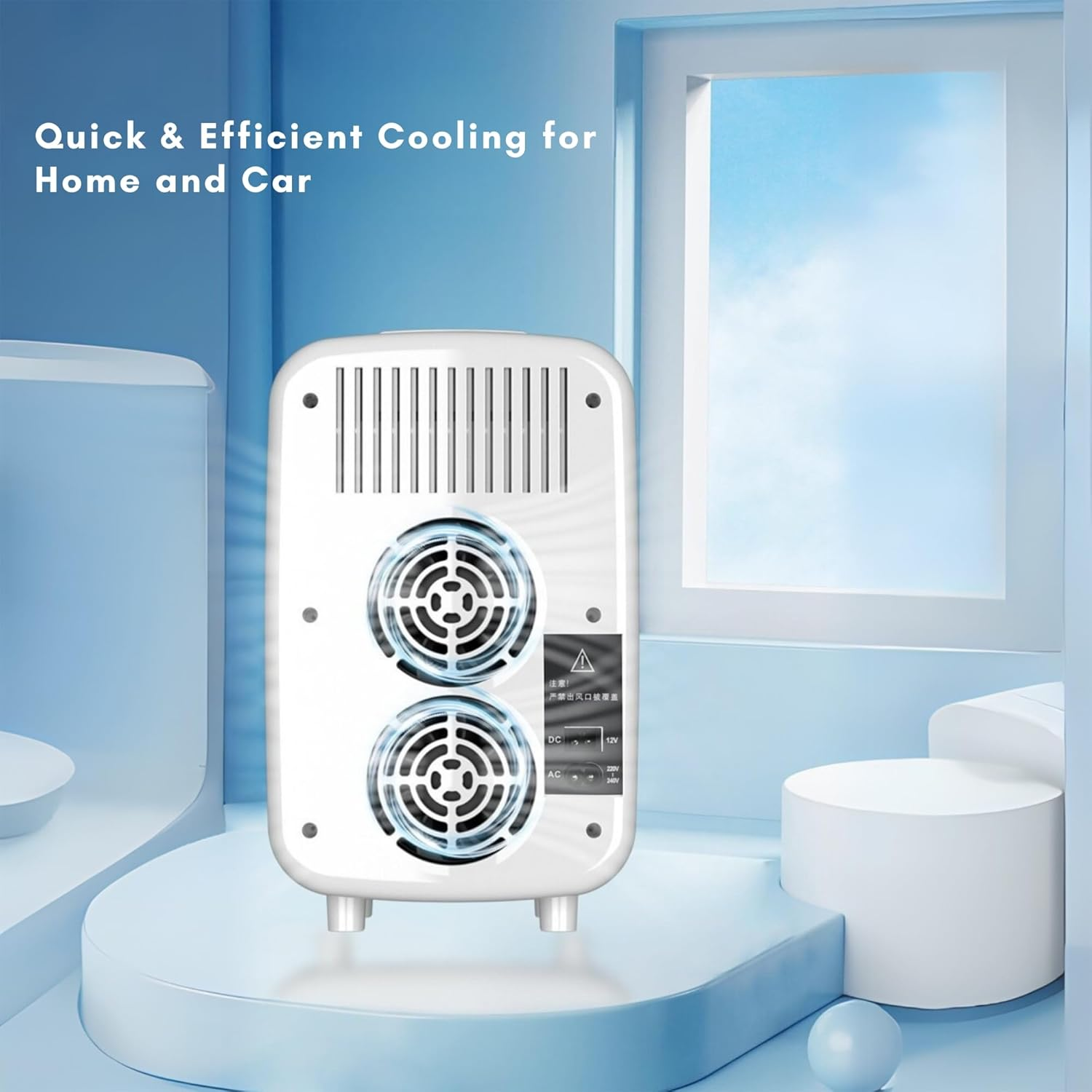 Mini Fridge 20L Portable Compact Car Refrigerator with 12V and AC Cords Skincare Cooling and Heating for Bedroom Office Dorm Travel Makeup Storage image number 5