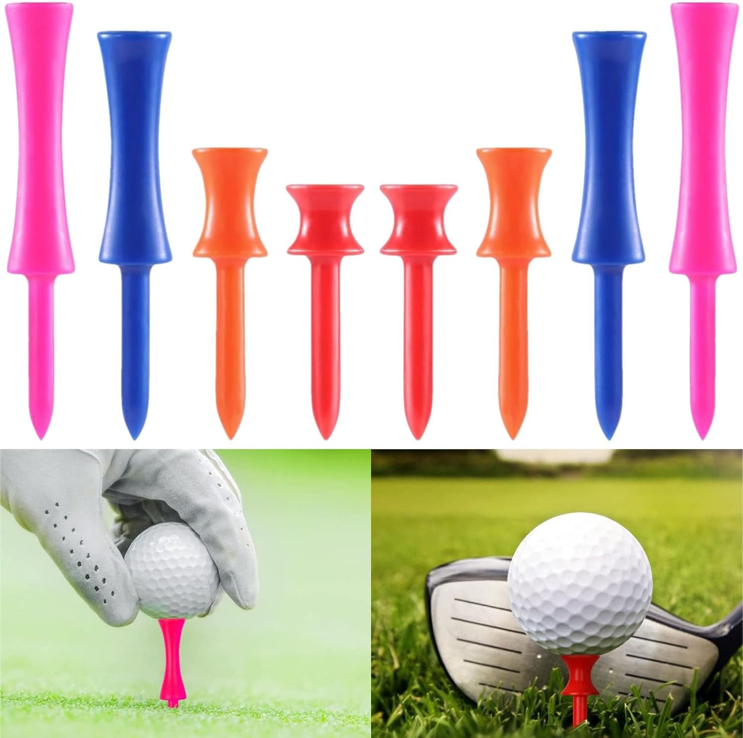 WADY 80Pcs Golf Tees, Golf Tee, 4 Colors Golf Step down Tees, Double Deck 4 Sizes Golf Step Tees Plastic Golf Tees Kit Golf Castle Tees for Indoor Outdoor Home Golf Training image number 4