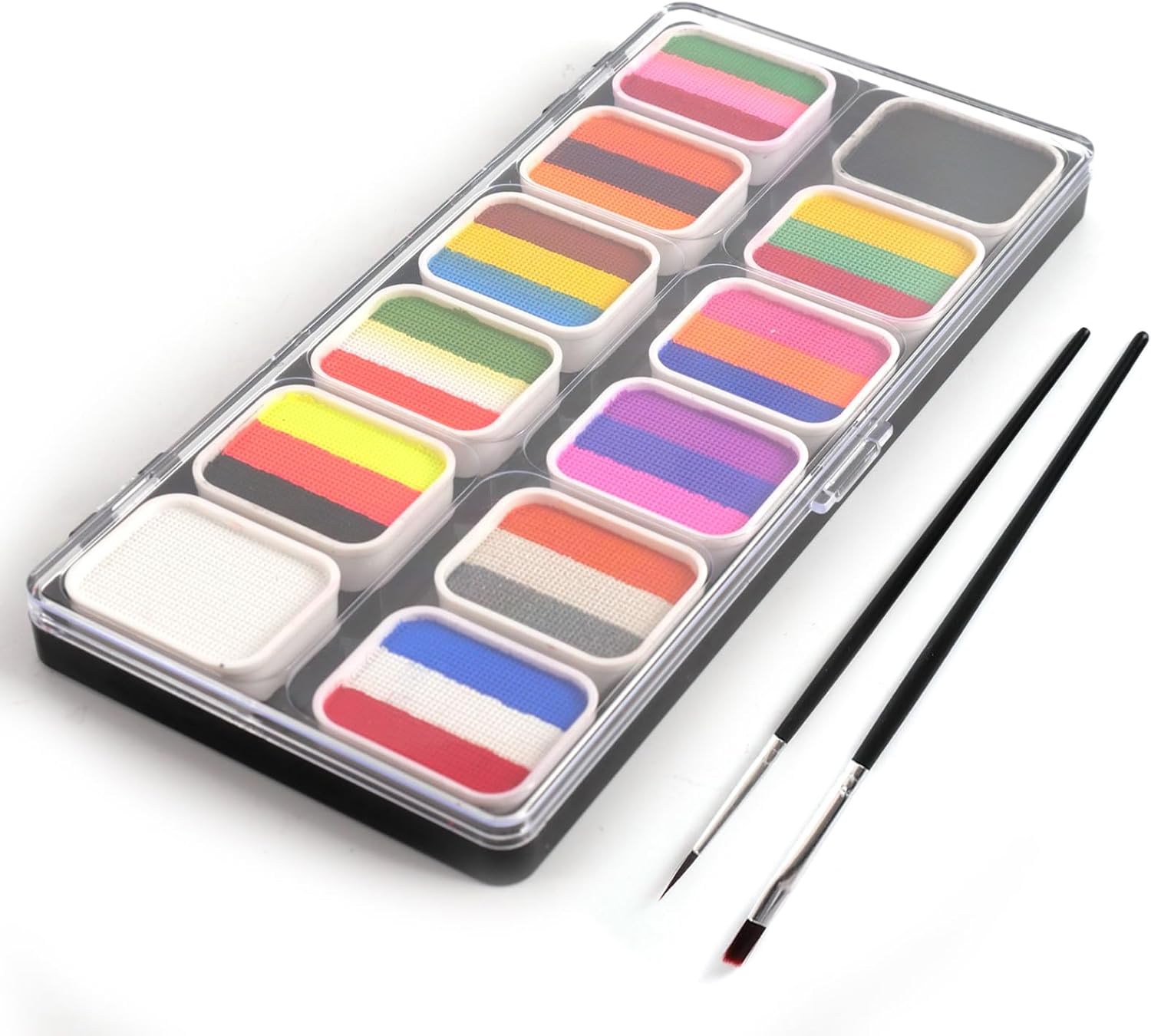 32 Colors Painting Kit Face Paints Washable Body Paint with 2 Brushes Art Makeup Palette image number 6