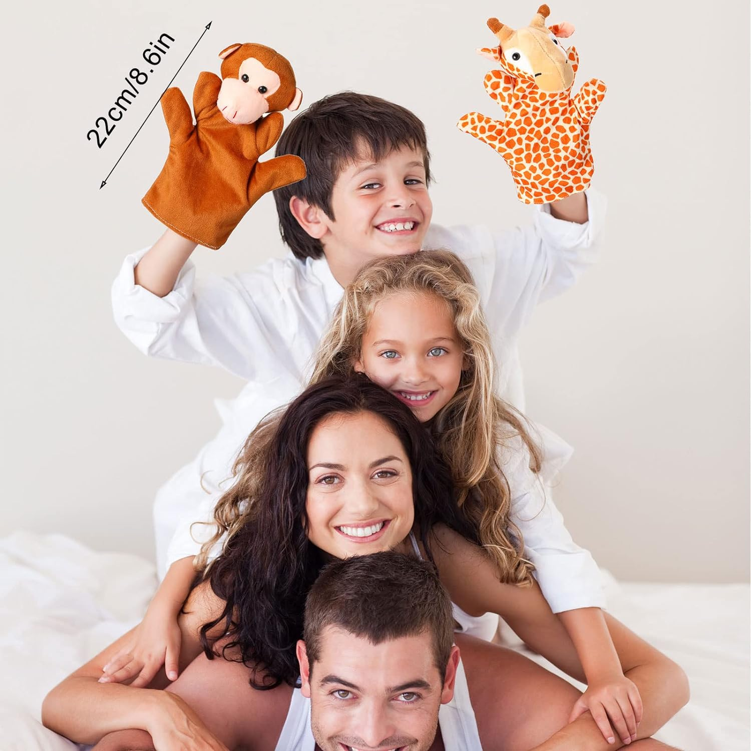 12 Pieces Hand Puppet Zoo Animal Plush Puppets Cute Animal Hand Puppets Plush Pretend Toys Educational Toys with Tiger Lion Monkey Bear Leopard Design for Telling Story Teaching Role Play (Cute) image number 3