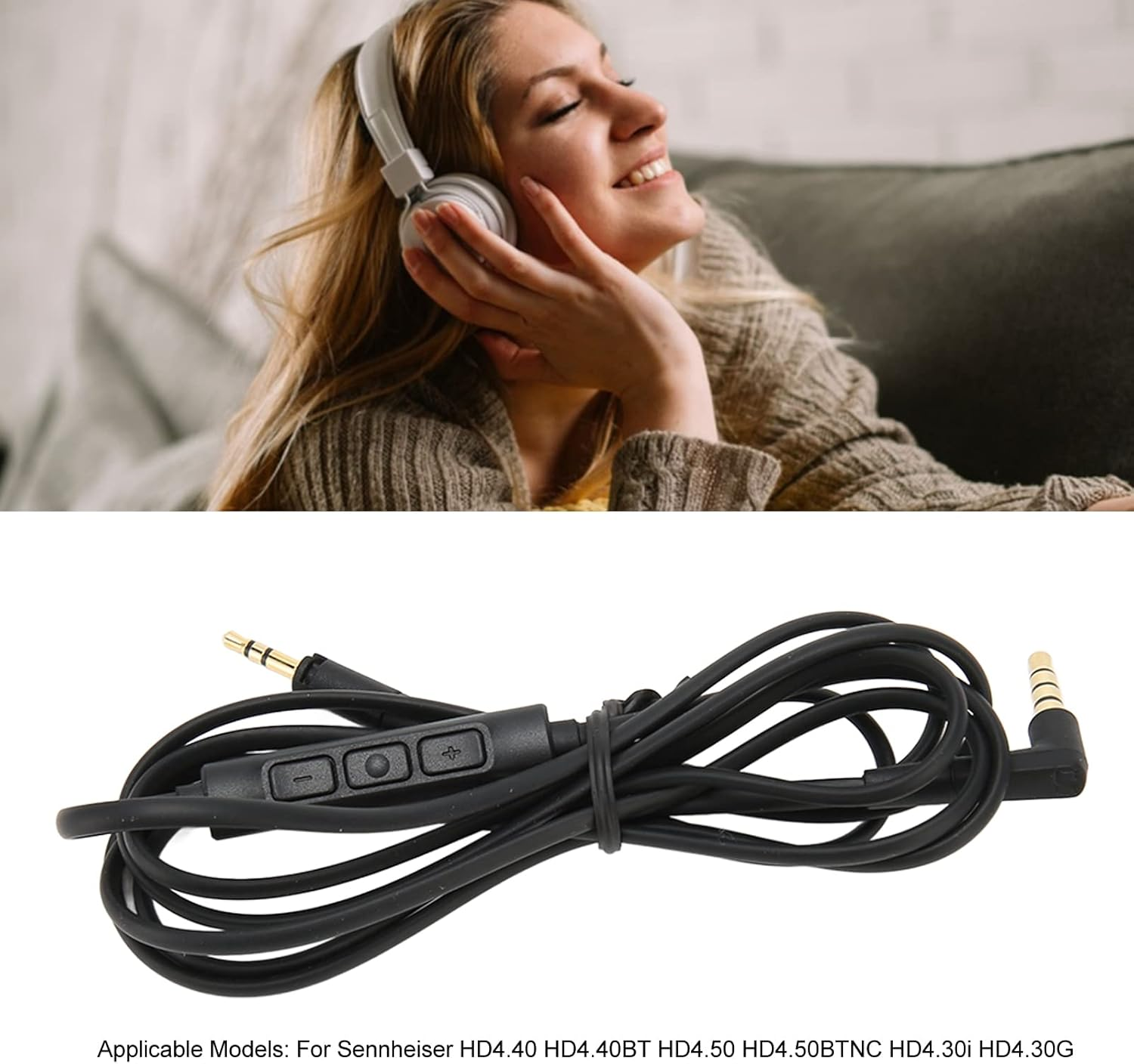 Replacement Headphone Cable with in Line Microphone Remote Volume Control for HD4.40, HD4.40BT, HD4.50, HD4.50BTNC, Hd4.30I, HD4.30G Headphones. image number 4