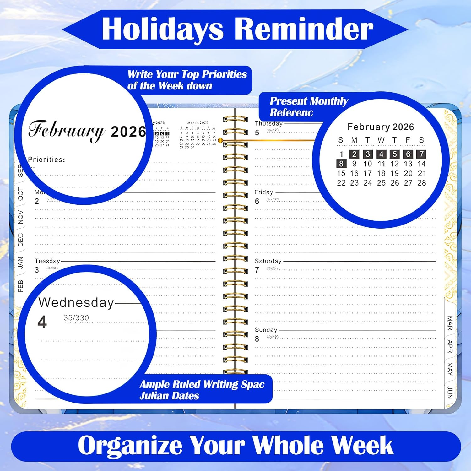 Academic Diary Planner 2025-2026, JUL 2025-JUN 2026 Weekly and Monthly Planner, A5 Daily with Twin-Wire Binding, Back Pocket, Premium Paper, 6.5X8.5In (A06, A06) image number 2