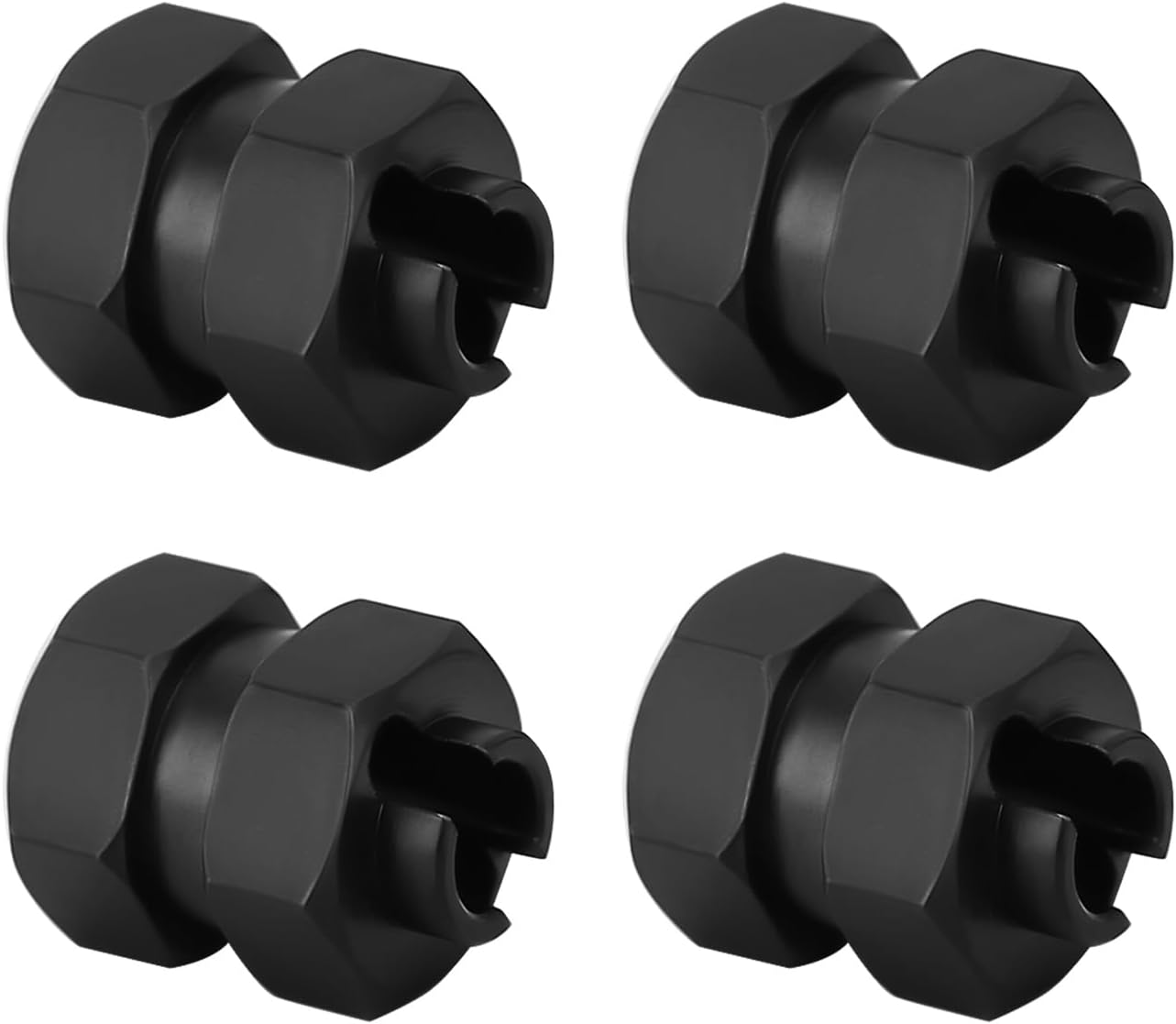 INJORA Black Brass Wheel Hexadecimal Hub + 5 Mm Extender for Axial SCX24 Upgrade 1/24 RC Crawler, Pack of 4 image number 1