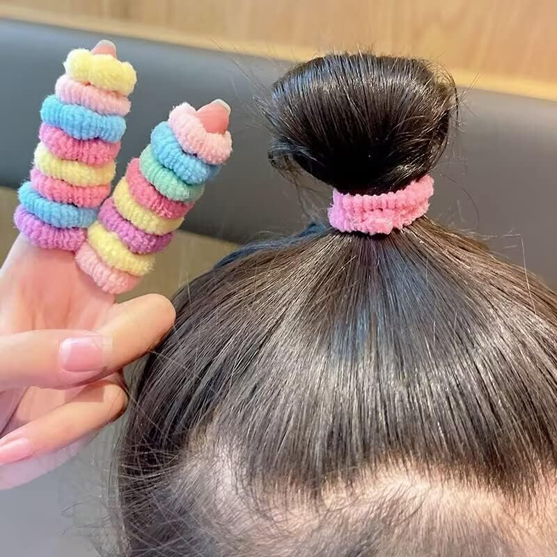 Toddler Hair Ties, Mini Hairties for Infant Girls,No Damage Hair Scrunchies for Children,Soft Cotton Hair Tie,Seamless,105-110 Pcs,Won'T Pull Out (Muti-Colored A) image number 6