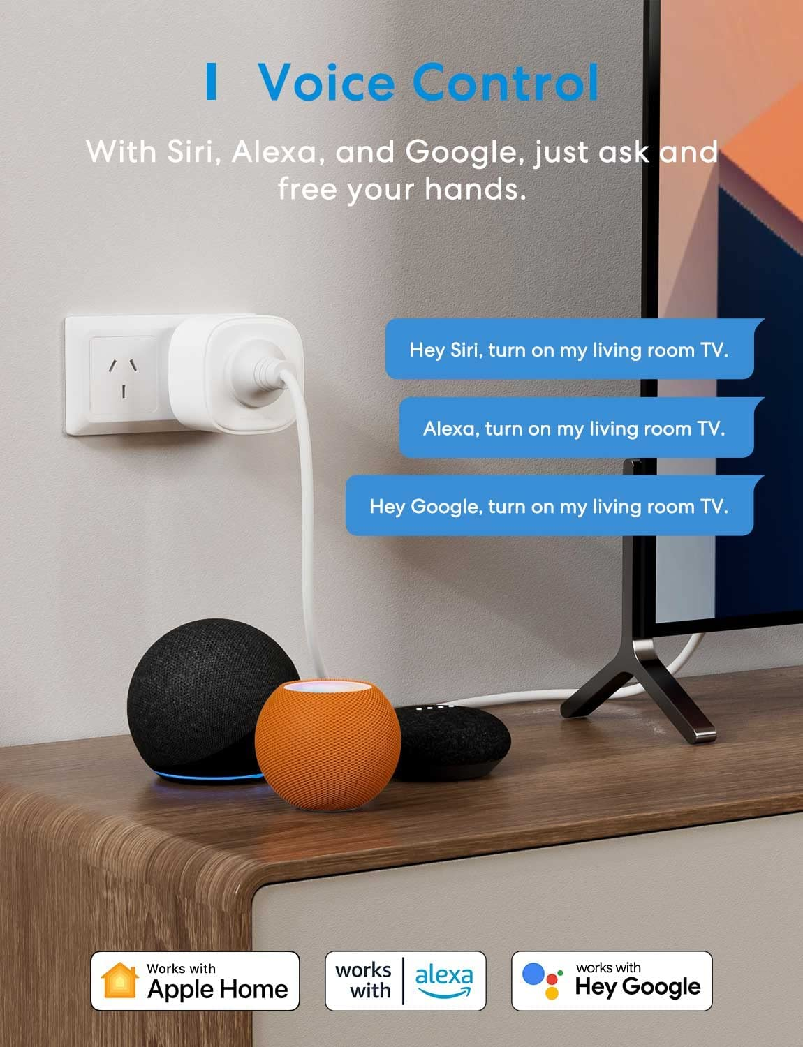 Meross Smart Wifi Plug with Energy Monitor, 2 Pack, Works with Apple Homekit, Alexa, Google Assistant, and Smartthings image number 5