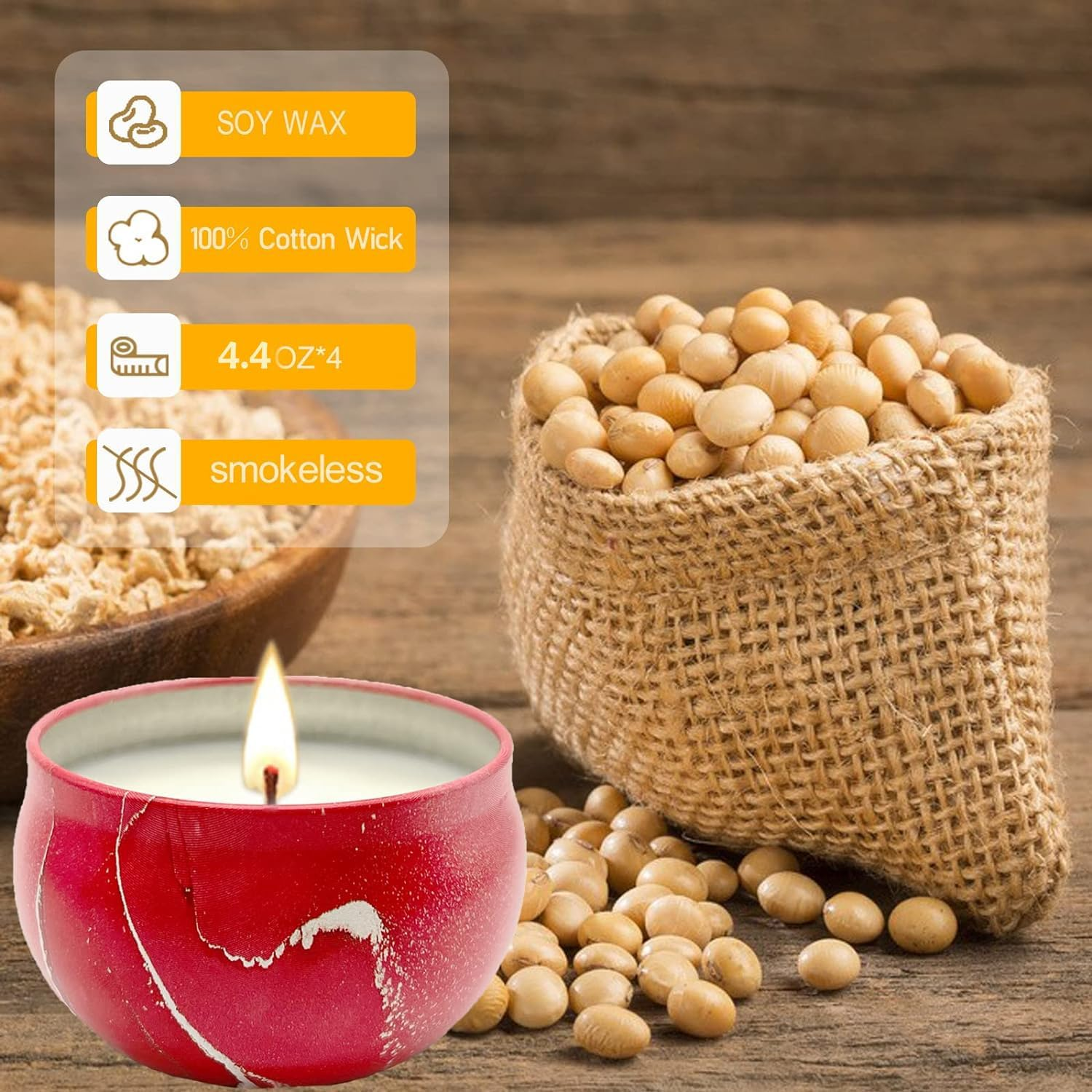 Scented Candles,Natural Soy Wax Candles Set,Candles Gifts for Women, Perfect for Birthday,Valentine'S Day,& Everyday Home Scent Gift Decoration (4/4.4Oz) image number 2