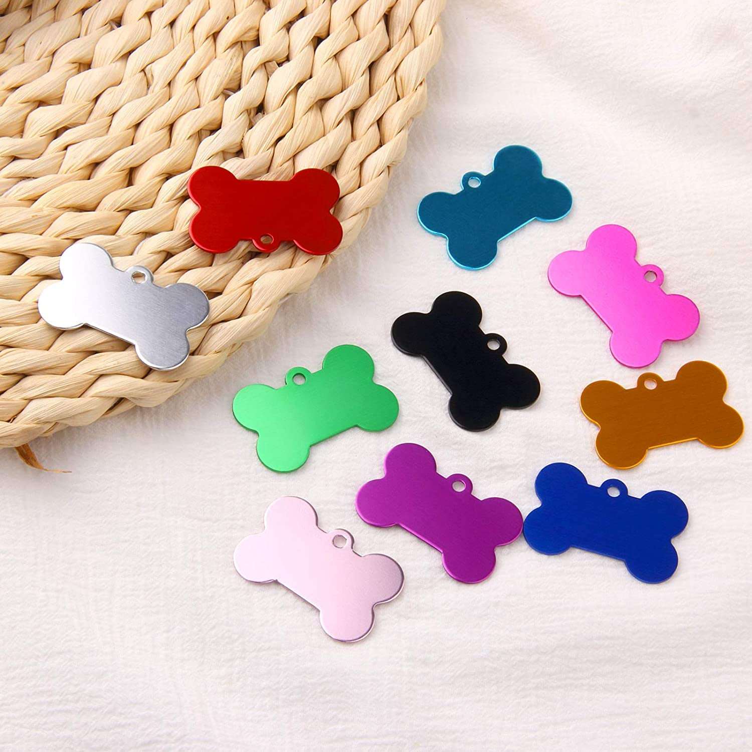 30 PCS Blank Dog Tags，Pet ID Tag Bone Shape, Aluminum Alloy for Dogs and Cats Pet ID Tag(38Mm) image number 6