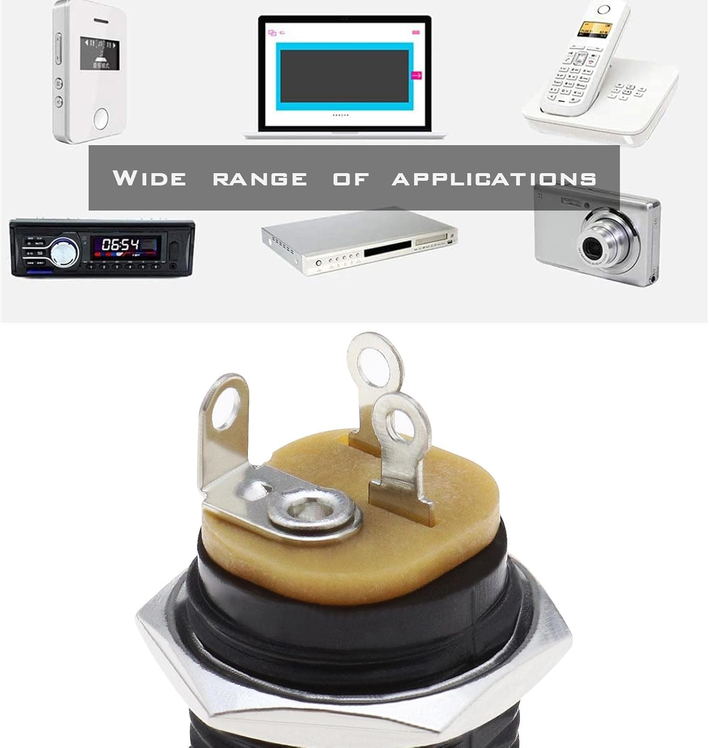 SING F LTD 10Pcs 5.5Mmx2.1Mm DC Power Jack Socket 3 Pin Female Panel Mount Connector DIY Guitar Effects Pedal 2.1Mm Power Socket Female Connector image number 4