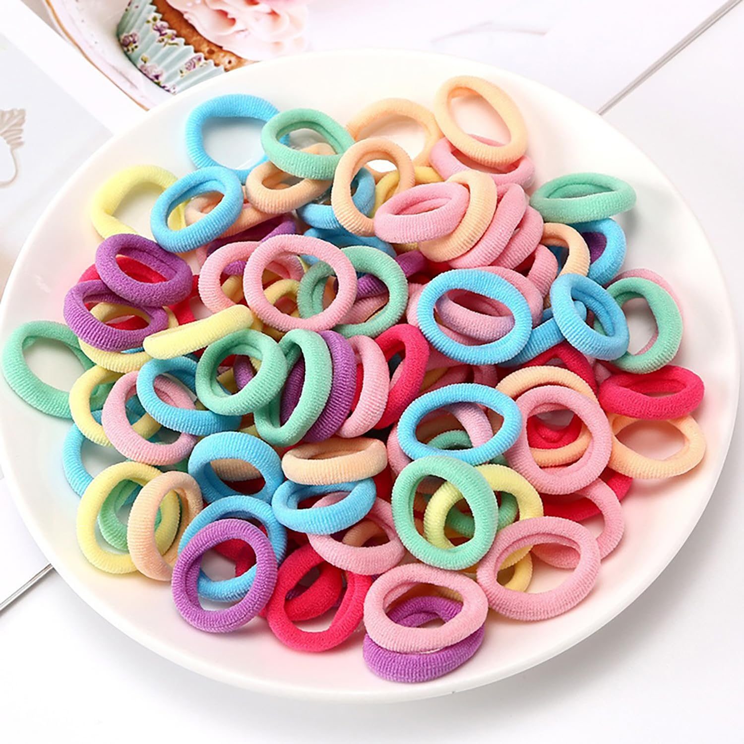 50Pcs Black Thick Seamless Bands Elastic Ties Soft Ponytail Holders for Women Girls Rubber Bands Hair Ties (Black)