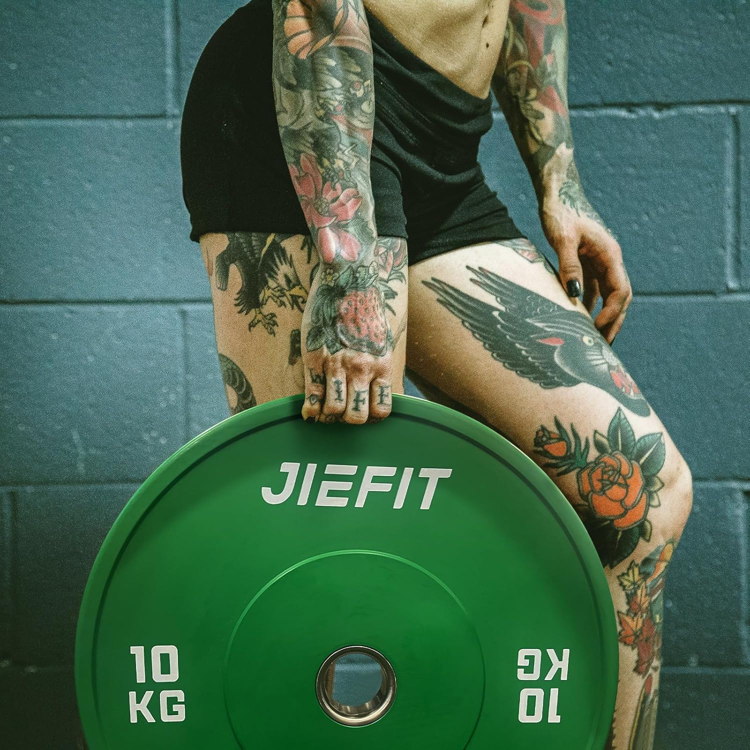 Olympic Bumper Barbell Weight Plates Rubber Bumper Plates ,50Mm Hole Steel Hub Bumper Plates Durable Weightlifting Plate for Bodybuilding, Strength Training, Weightlifting, Crossfit Fitness Gym Equipment